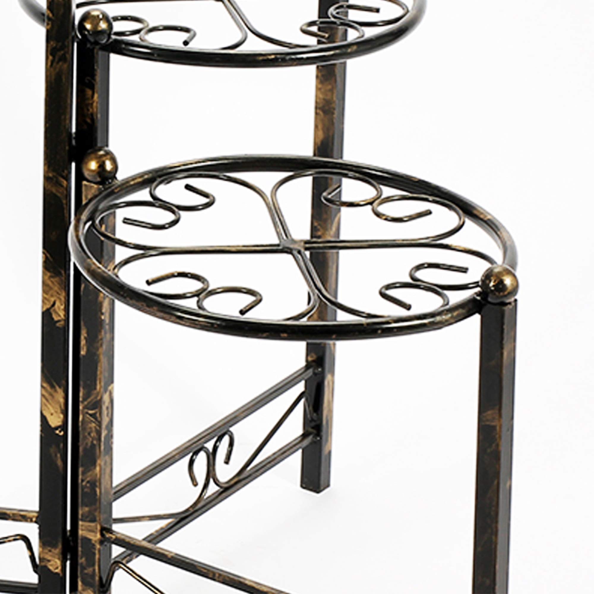 Benjara BM216727 3-Tier Heart Clover Design Round Top Metal Plant Stand for Indoor Outdoor Decor - Black - Perfect for Patio, Garden, Living Room, and Balcony Plant Display