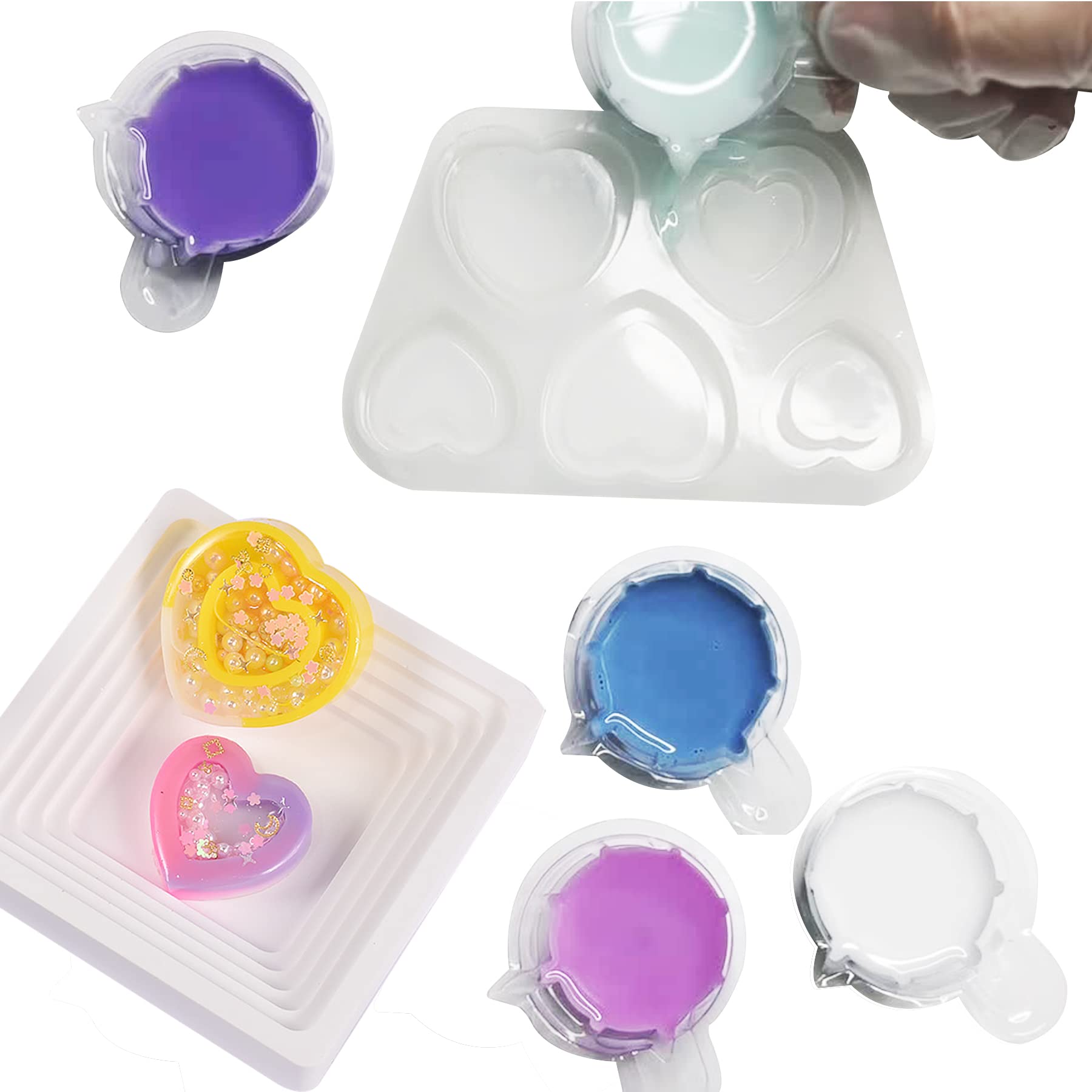 Premium Heart-Shaped Resin Shaker Silicone Molds for Jewelry Making - DIY Epoxy Casting Molds with PVC Sheets & Colorful Beads - Perfect for Handmade Pendants, Keychains & Resin Art Projects
