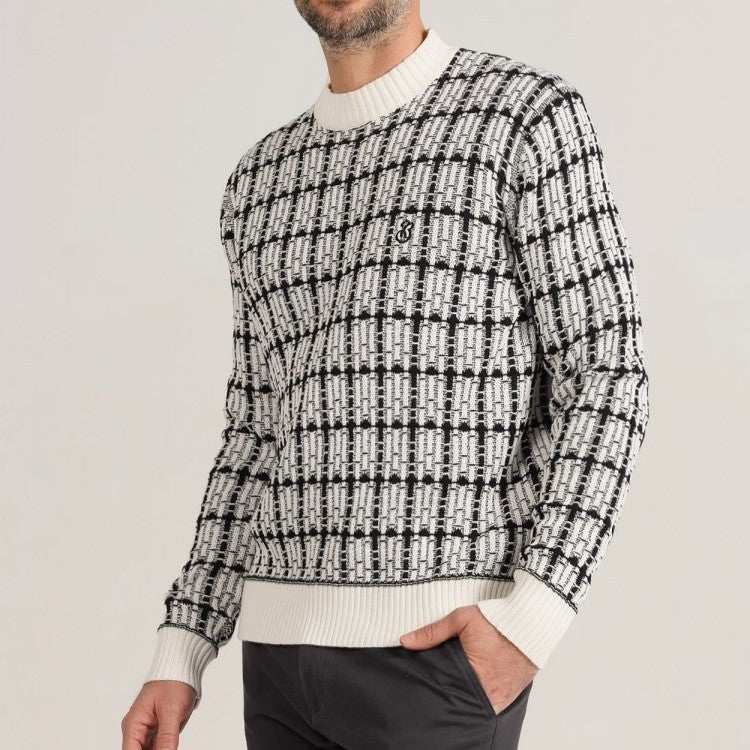 Bendorff Mock Neck Pullover Sweater for Women - Soft Winter Knit Top in White & Black | Cozy Casual Wear for Office, Outings & Layering