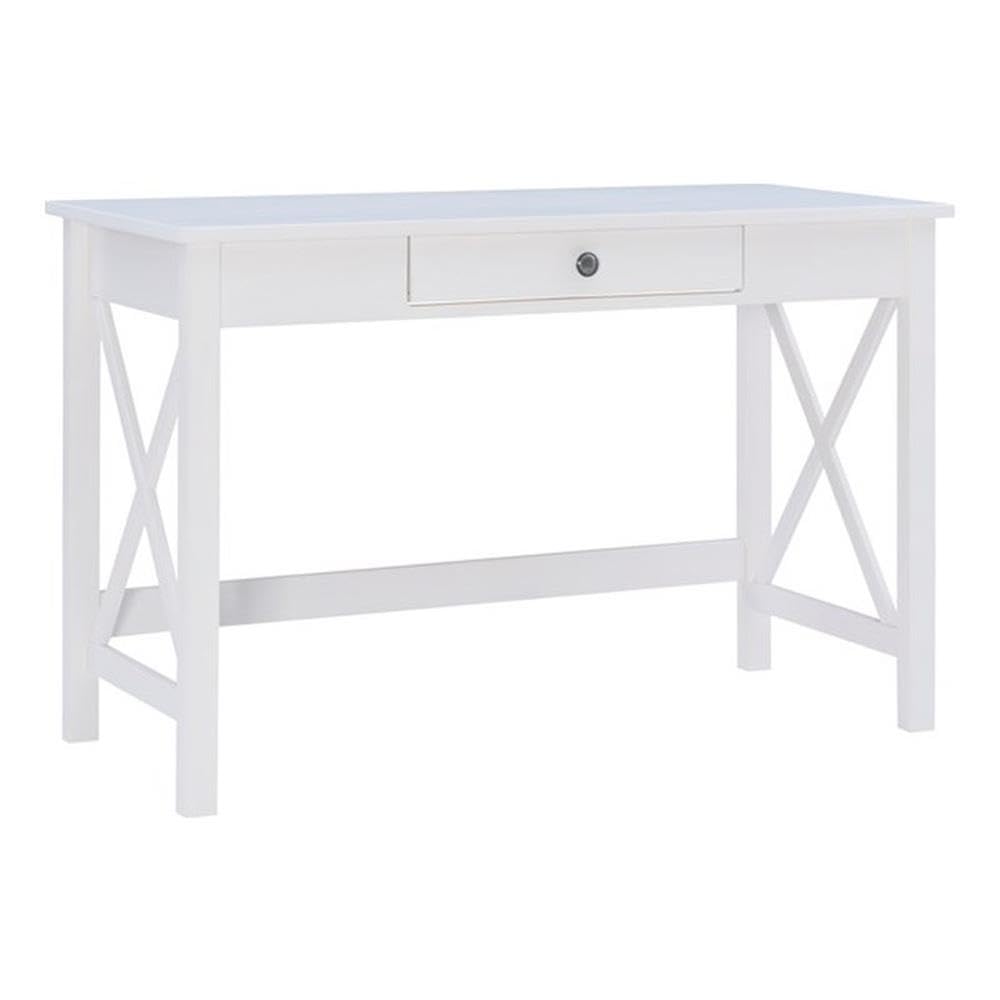 Linon Dalton Wood Laptop Desk in Antique White - Portable Writing Table for Home Office, Bed, Couch - Compact Computer Stand for Work, Study, Gaming