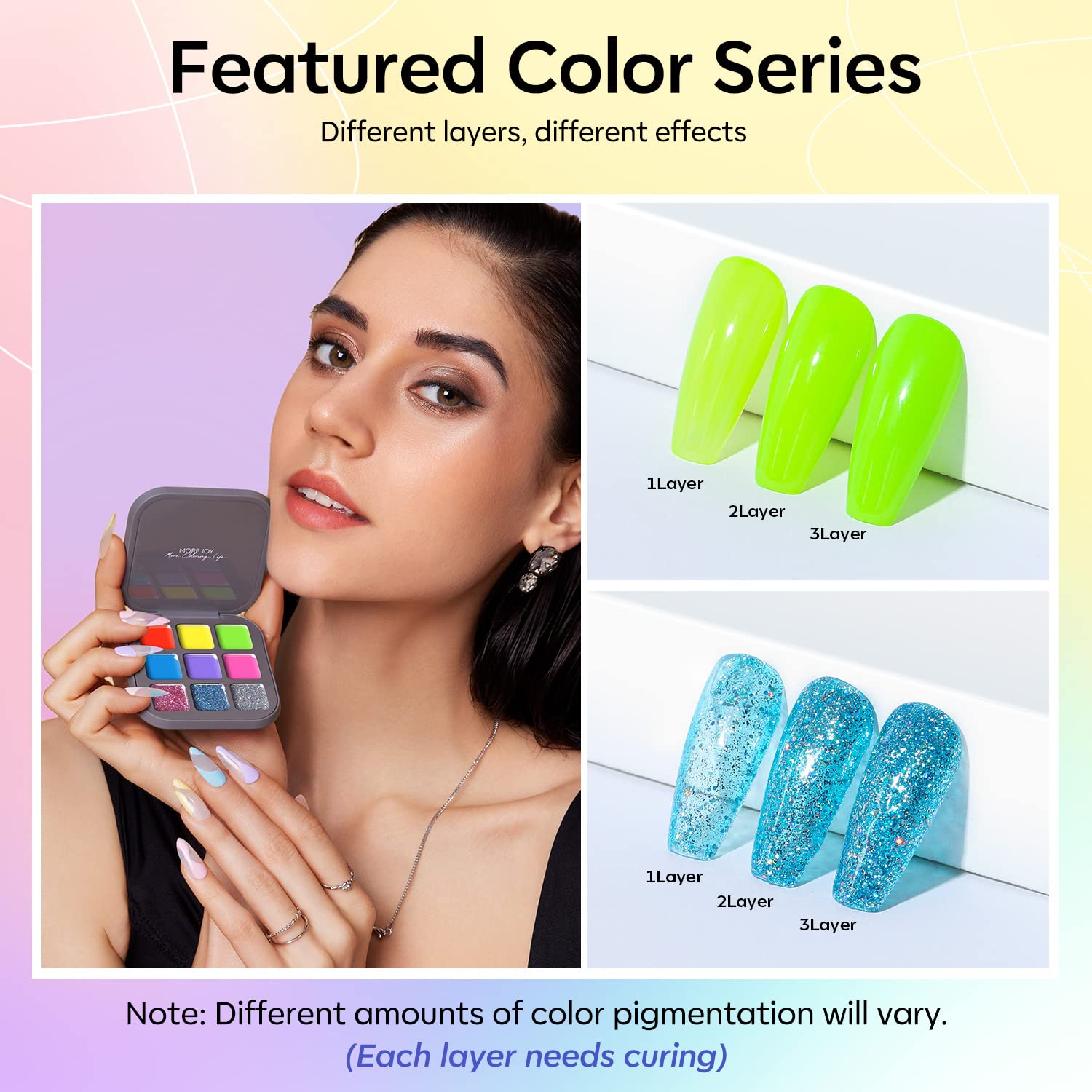 MODELONES 9 Colors Gel Nail Polish Set - Bright Neon, Hot Pink Glitter & Crème Soak Off LED Gel for Manicure | Salon Quality DIY Nail Art Kit with Pro Brush | Perfect for Home Nail Care, Parties & Special Occasions