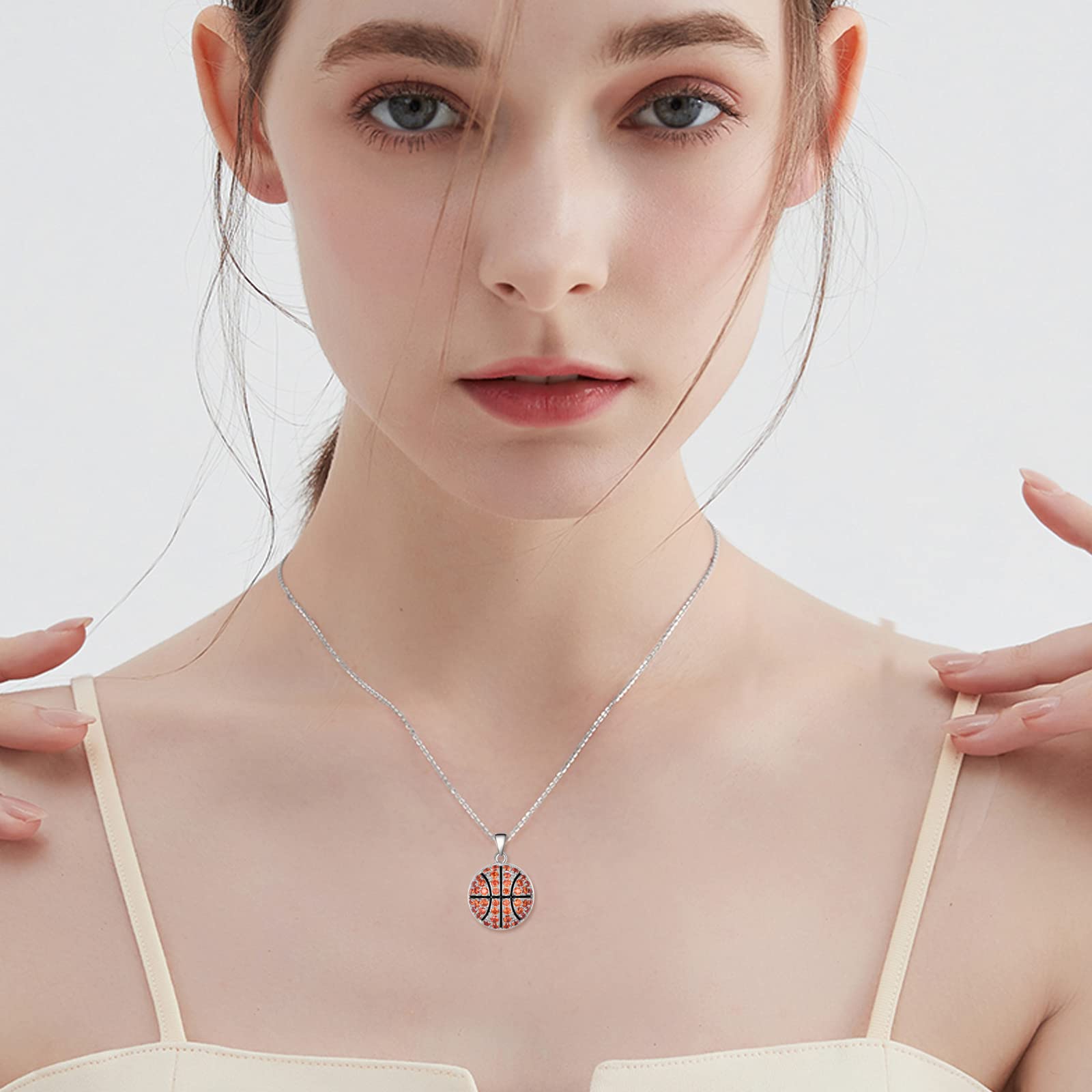 YFN Sterling Silver Baseball Basketball Volleyball Pendant Necklace - Sports Jewelry Gift for Women & Fans - Perfect for Game Days, Birthdays & Sports Enthusiasts