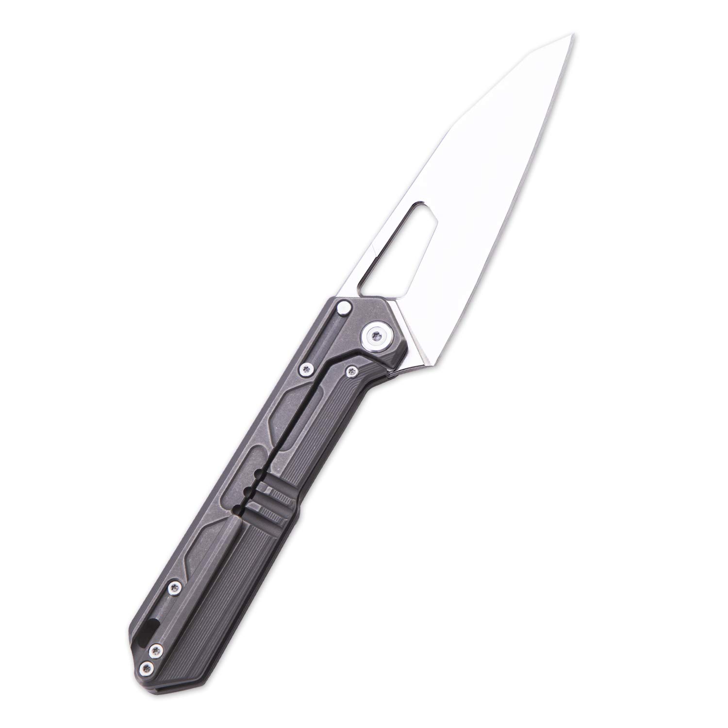 TACRAY Frame Lock Folding Pocket Knife - Titanium Non-Slip Handle & Super Sharp Stainless Steel Blade - Perfect for Camping, Hunting, Cooking & Outdoor Adventures