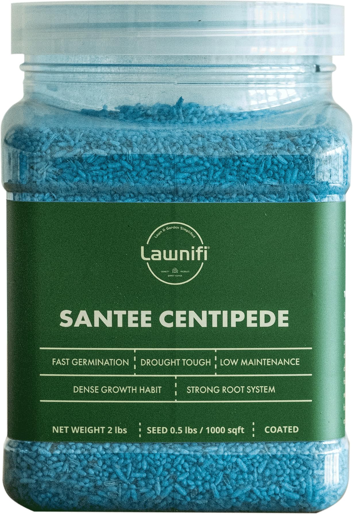 Premium Lawnifi Santee Centipede Grass Seeds for Lush Green Lawn - 2 lbs Bag Covers 4,000 Sq Ft | Fast-Growing, Drought-Resistant Grass Seed for Southern Lawns, Golf Courses & Landscaping