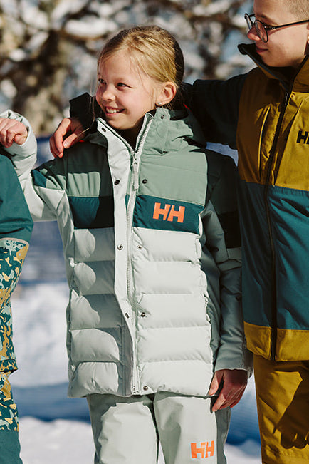 Girls' Ski Jacket - Helly Hansen Diamond Green Mist Waterproof Winter Coat for Snowboarding & Outdoor Activities
