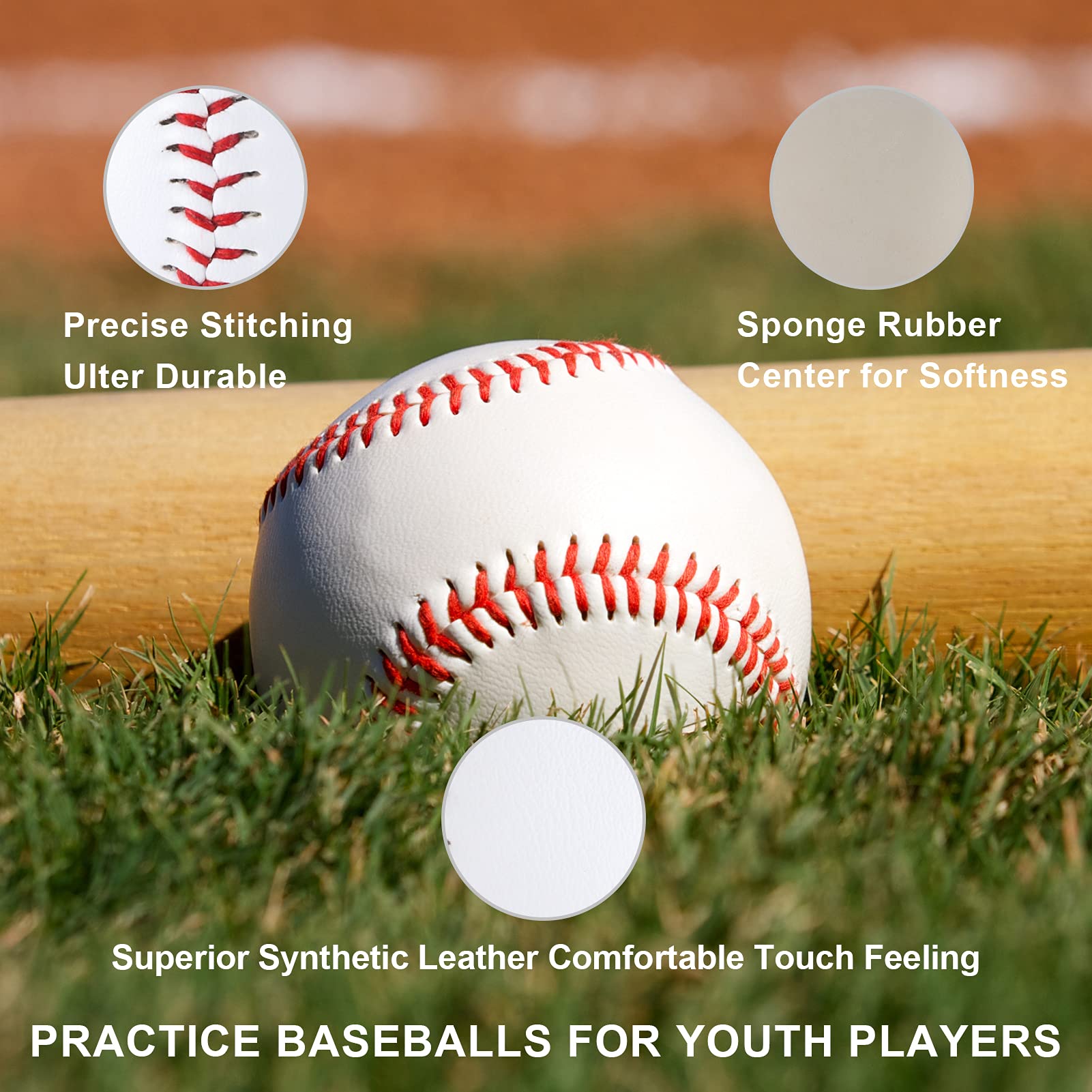GKK 12 Pack Baseballs - 9 Inch Soft Safety Tee Balls for Kids & Youth Training | Perfect for Batting, Fielding, Pitching Practice | Great for Backyard, Little League & Baseball Drills (One Dozen)