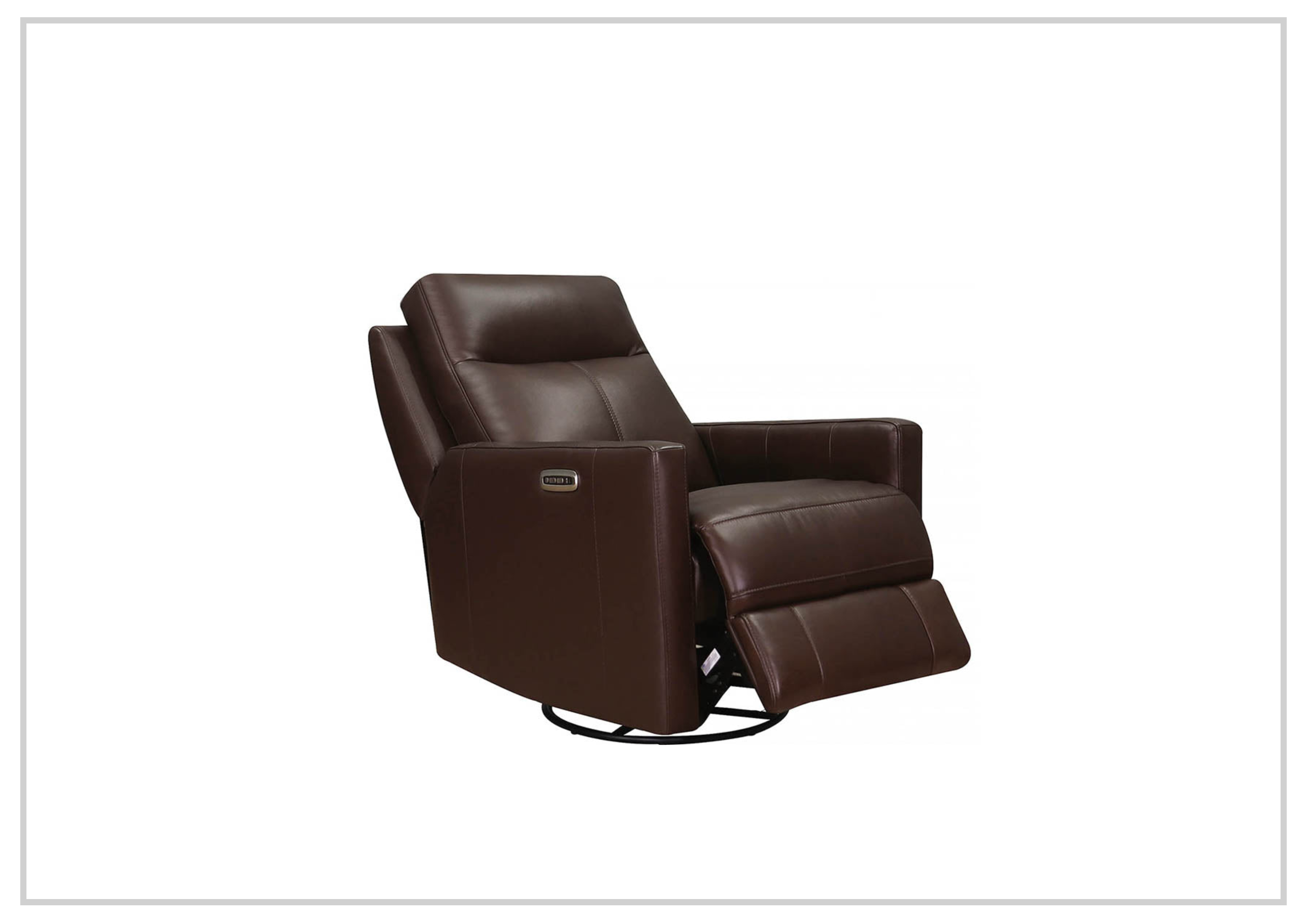 Hydeline Vienna Power Swivel Glider Recliner Chair with Adjustable Headrest - Genuine Leather Living Room Seating for Home Theater, Gaming & Relaxation