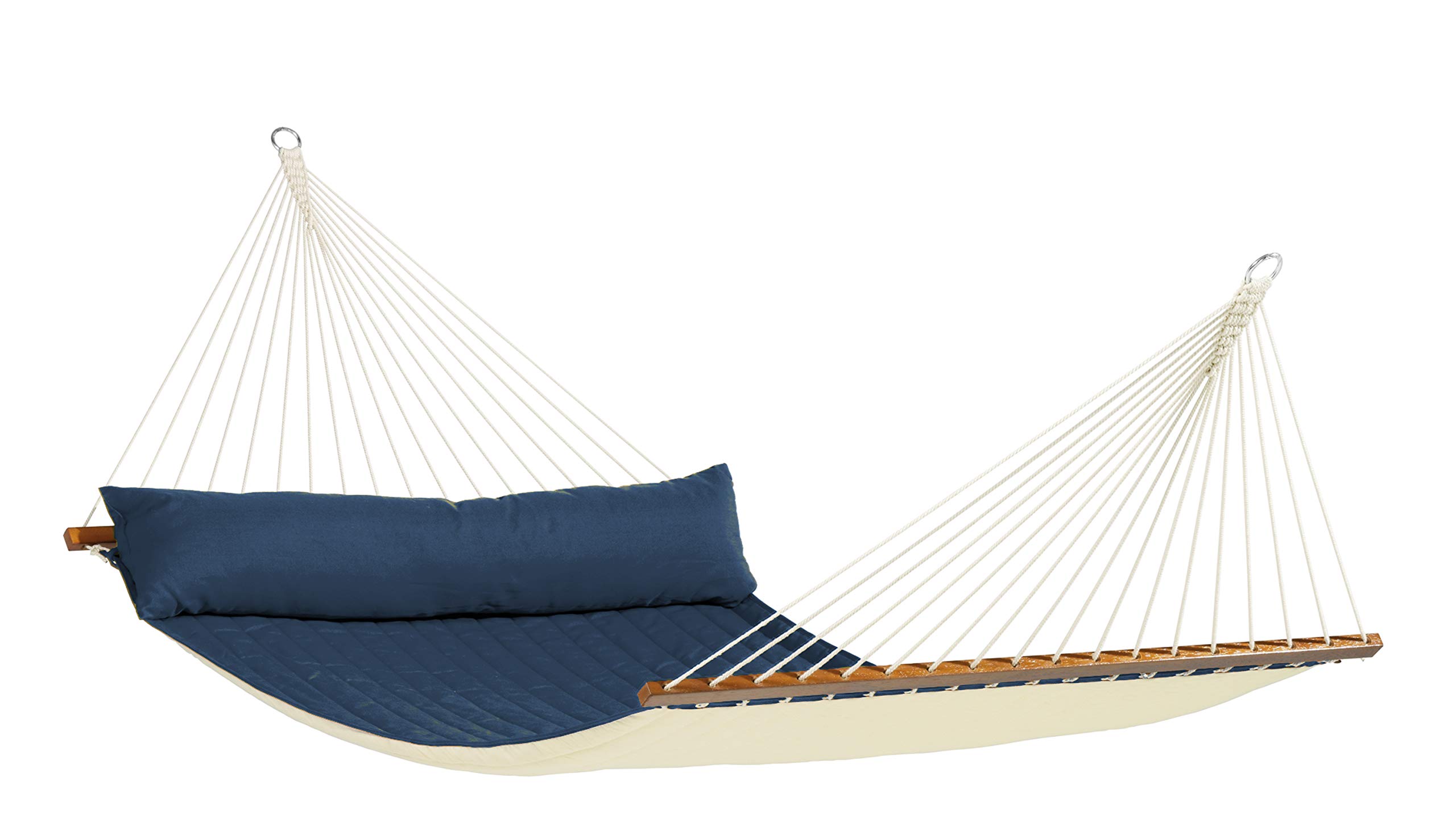 LA SIESTA Alabama Navy Blue King Size Quilted Spreader Bar Hammock - Premium Outdoor Relaxation for Patio, Backyard & Beach