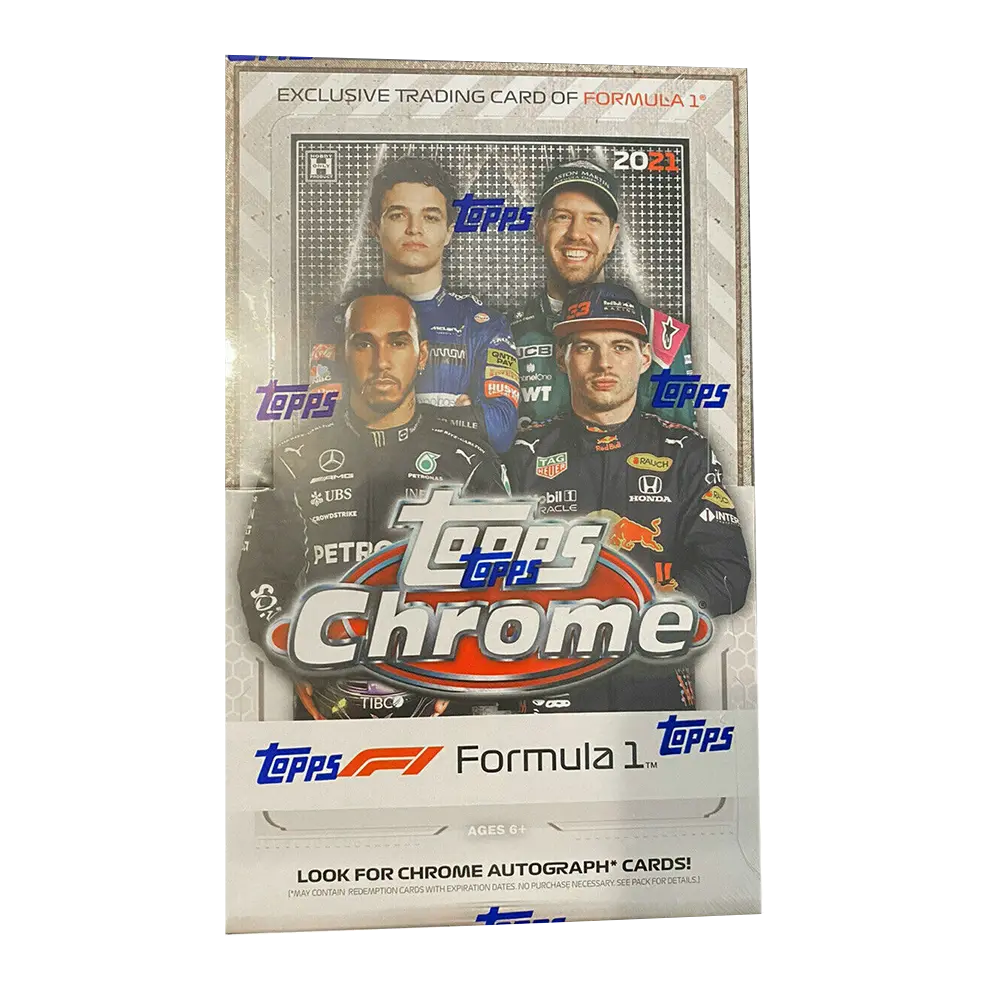 2021 Topps Chrome Formula 1 Racing Hobby Box - 24 Packs with Autograph & Memorabilia Cards - Perfect for F1 Collectors and Racing Fans - Great for Display, Trading, and Investment