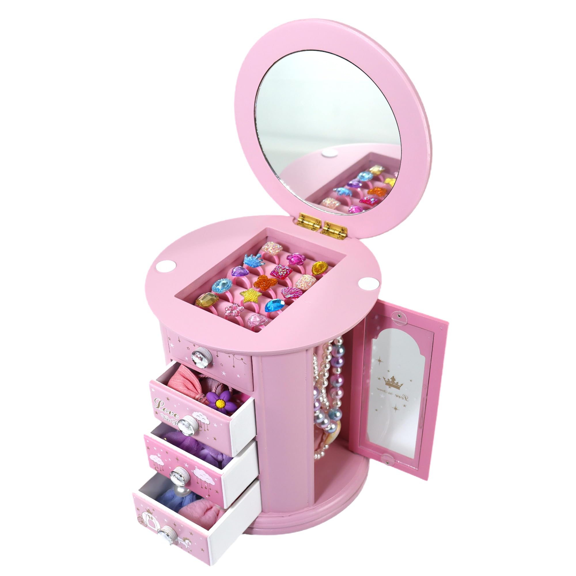 Pink Princess Castle Jewelry Box for Girls - Kids Jewelry Organizer with Mirror, Perfect Gift for Little Girls - Birthday, Christmas & Room Decor