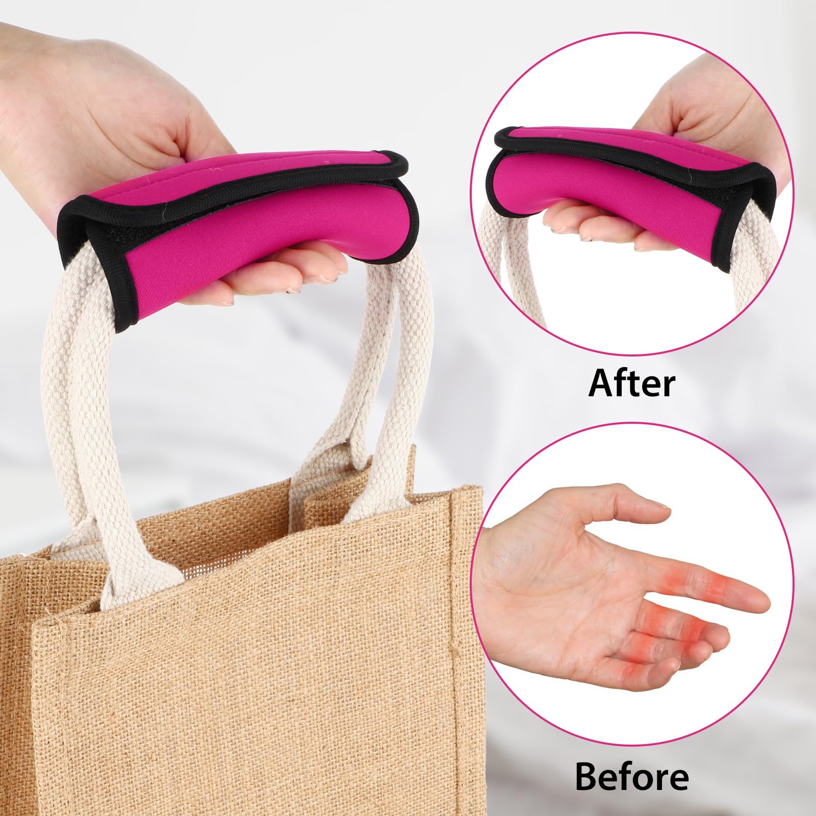 2-Pack Rose Red Neoprene Luggage Handle Wraps for Suitcases - Soft Travel Essential Bag Handle Covers with Non-Slip Grip | Perfect for Airport Identification & Comfortable Carrying