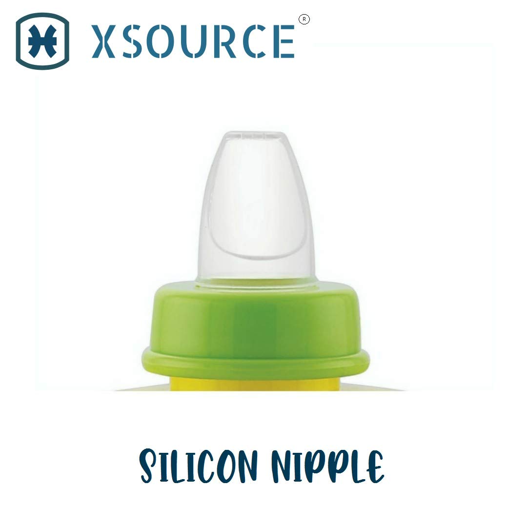 XSOURCE Bunny Baby Sipper Sippy Cup - Stage 1 Spill Proof, Leak Proof & Break Proof - Soft Silicone Nipple Training Cup for Infants & Toddlers (Pink) - Perfect for Daycare, Travel & Learning to Drink Independently