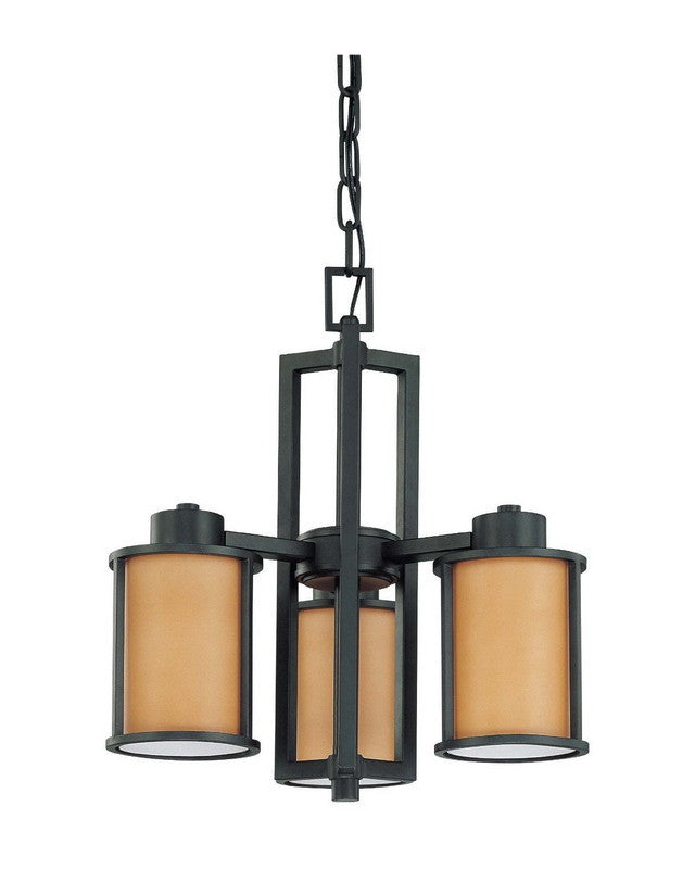 Nuvo Lighting 60 3825 Odeon Collection 3-Light Energy Star Certified GU24 Base Fluorescent Chandelier in Aged Bronze Finish - Perfect for Dining Room, Kitchen Island or Entryway Lighting