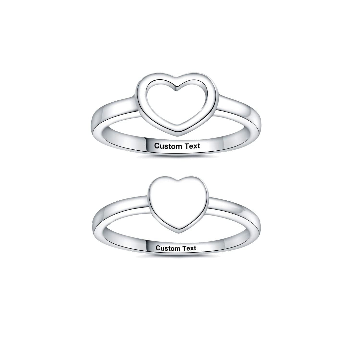 Custom Engraved Couple Rings - Sterling Silver Matching Love Bands for Anniversaries & Weddings
