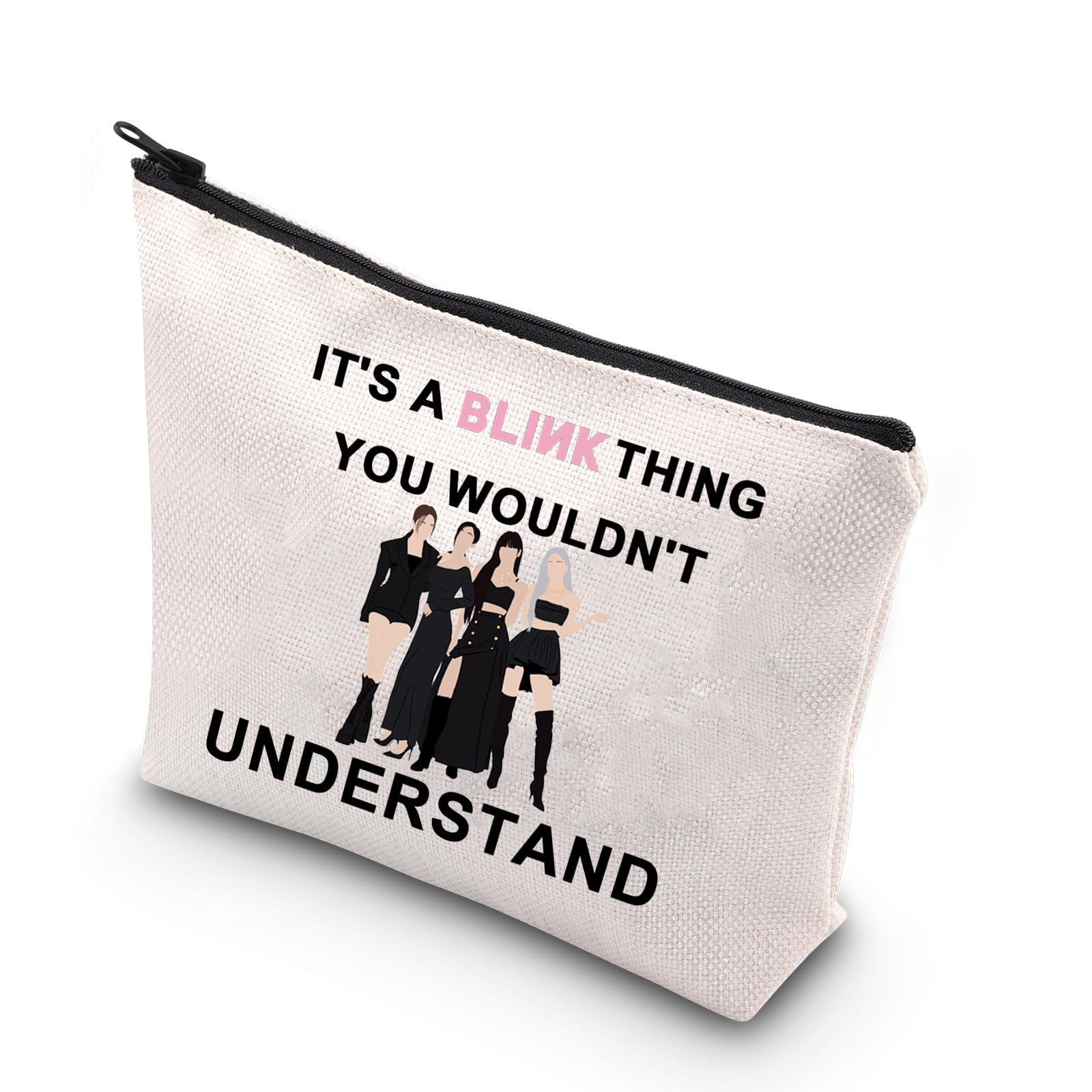 BDPWSS K-Pop Makeup Bag - Black K-Pop Singer Inspired Cosmetic Pouch for BLINK Fans | Perfect Music Lover Gift for Concerts, Travel & K-Pop Merch Collectors
