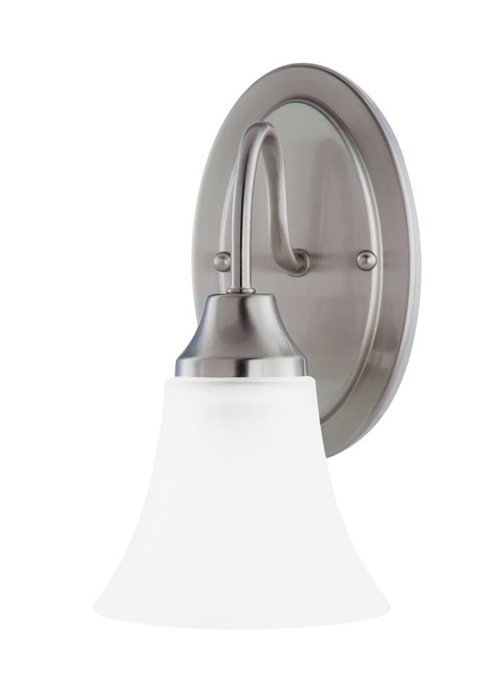 Sea Gull Lighting 41806-962 Holman 1-Light Wall Sconce Bathroom Vanity Light Fixture - Brushed Nickel Finish for Bathroom, Bedroom & Hallway Lighting