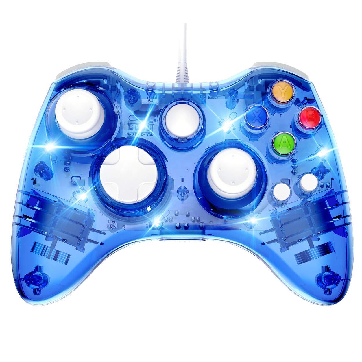 Upgraded Wired Xbox 360 Controller with LED - PC & Xbox 360 Compatible for Gaming (Blue)