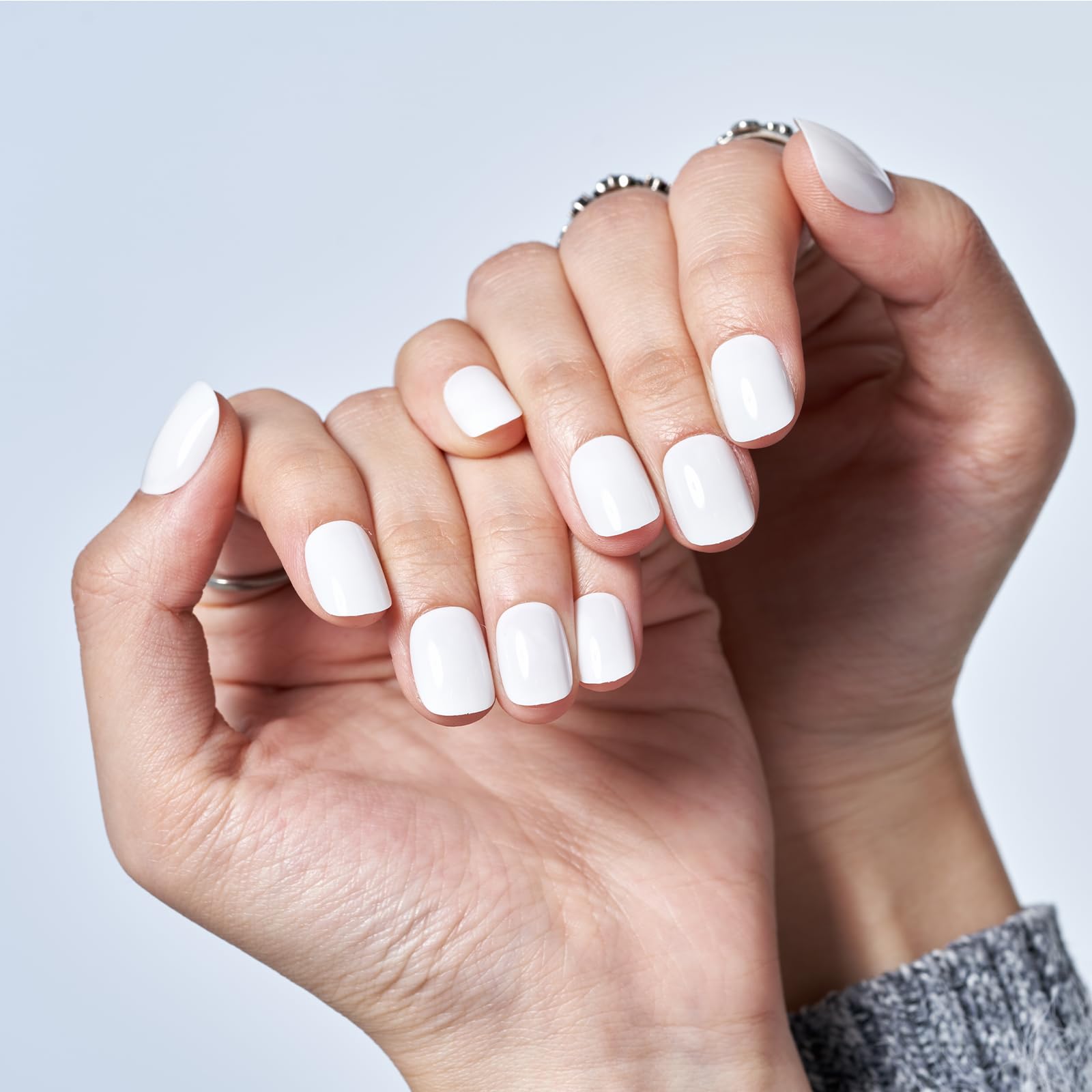 GLAMERMAID 24Pcs Short Squoval Press on Nails - Milky White Spring Summer Fake Nails with Glossy UV Finish, Reusable Acrylic False Nails Kit for Women | Easy At-Home Manicure & Special Occasion Nails