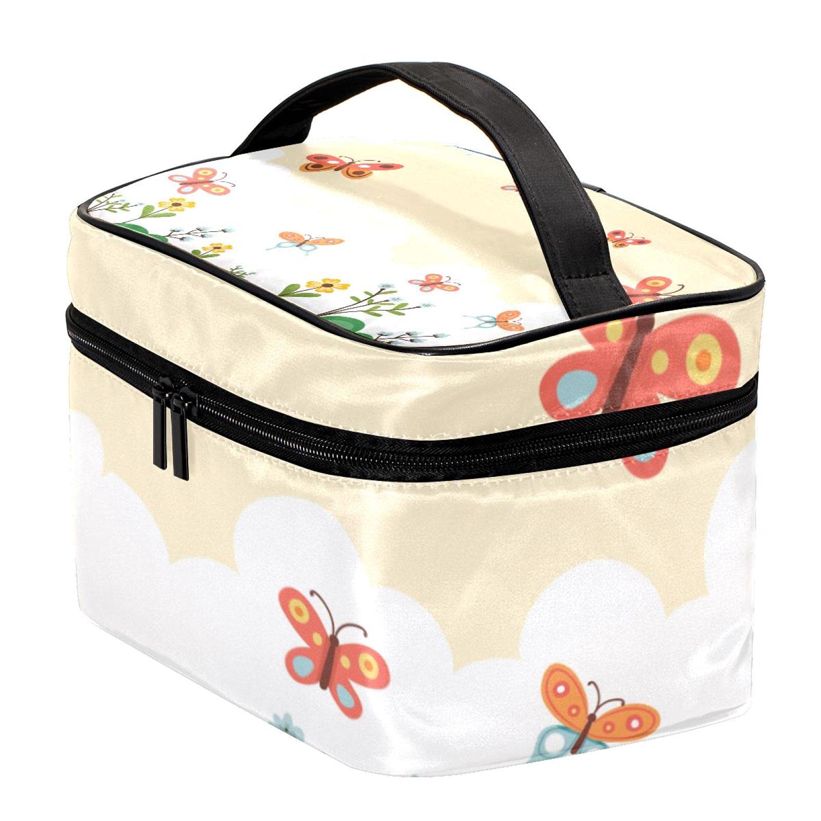 Stylish Large Flying Butterflies Floral Cosmetic Bag - Travel Makeup Organizer with Zipper for Women & Girls | Perfect for Toiletries, Makeup Storage & Weekend Getaways