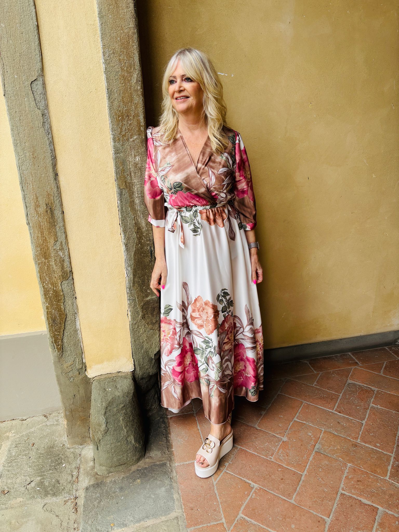 Nicole Floral Print Summer Dress for Women - Pink Flowy Maxi Dress with Pockets | Perfect for Beach Vacation, Wedding Guest & Date Night