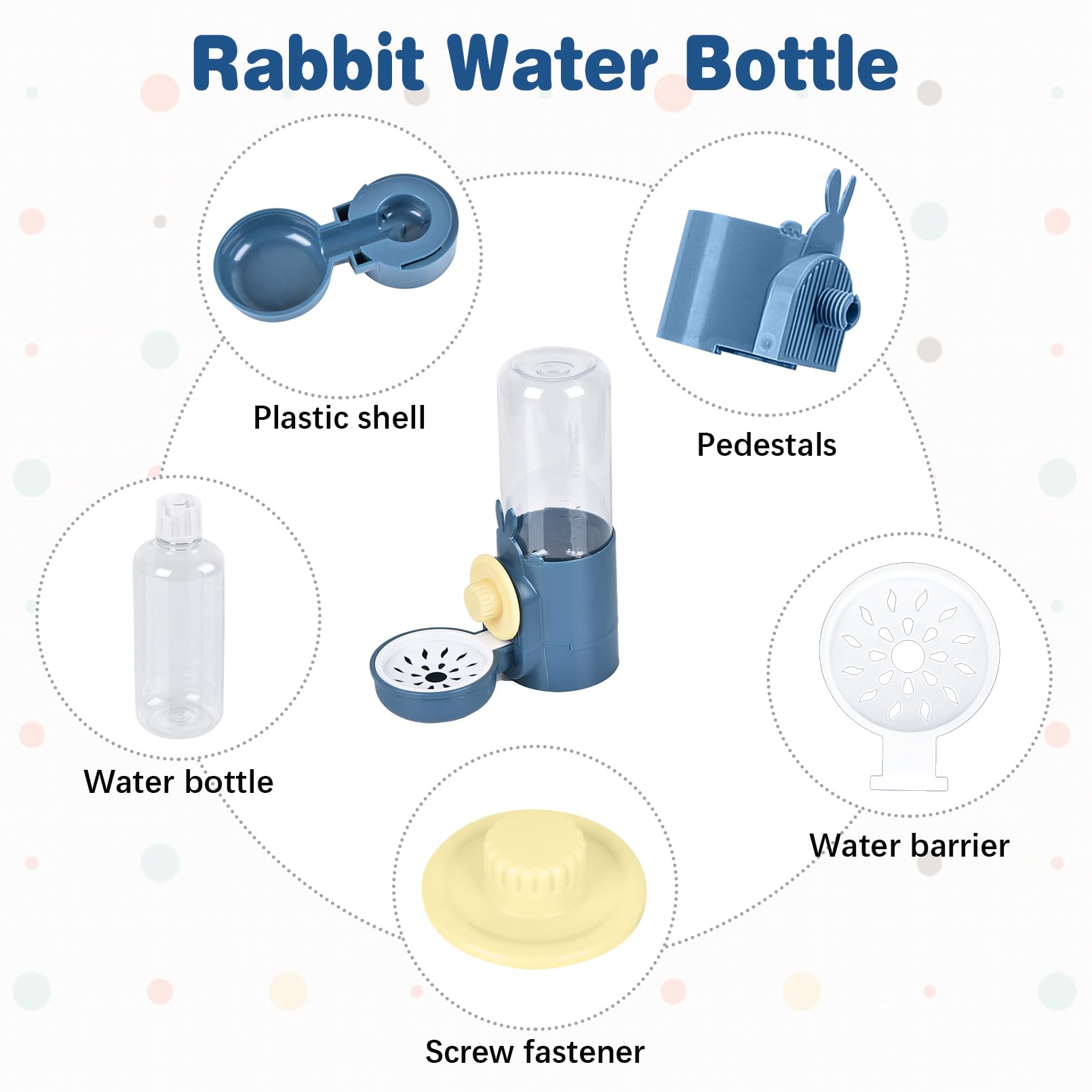 Kathson 17oz Hanging No Drip Rabbit Water Bottle - Leak Proof Gravity Automatic Small Animal Water Dispenser for Guinea Pig, Bunny, Chinchilla, Ferret, Hamster Cage (Dark Blue) - Perfect for Indoor/Outdoor Pet Cages & Travel Use