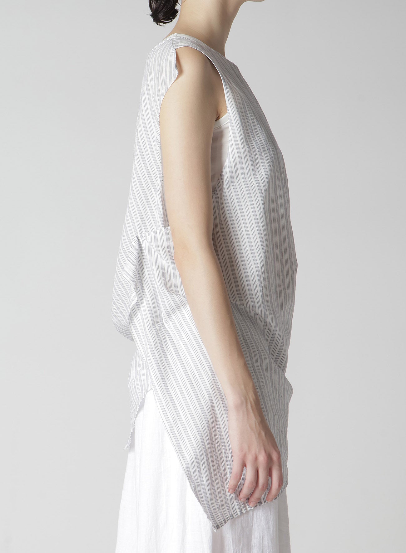 Cotton & Cupro Hard Twisted Dobby Stripe Sleeveless Drape Shirt for Women | Breathable & Stylish Summer Blouse | Perfect for Office Wear, Casual Outings & Special Occasions