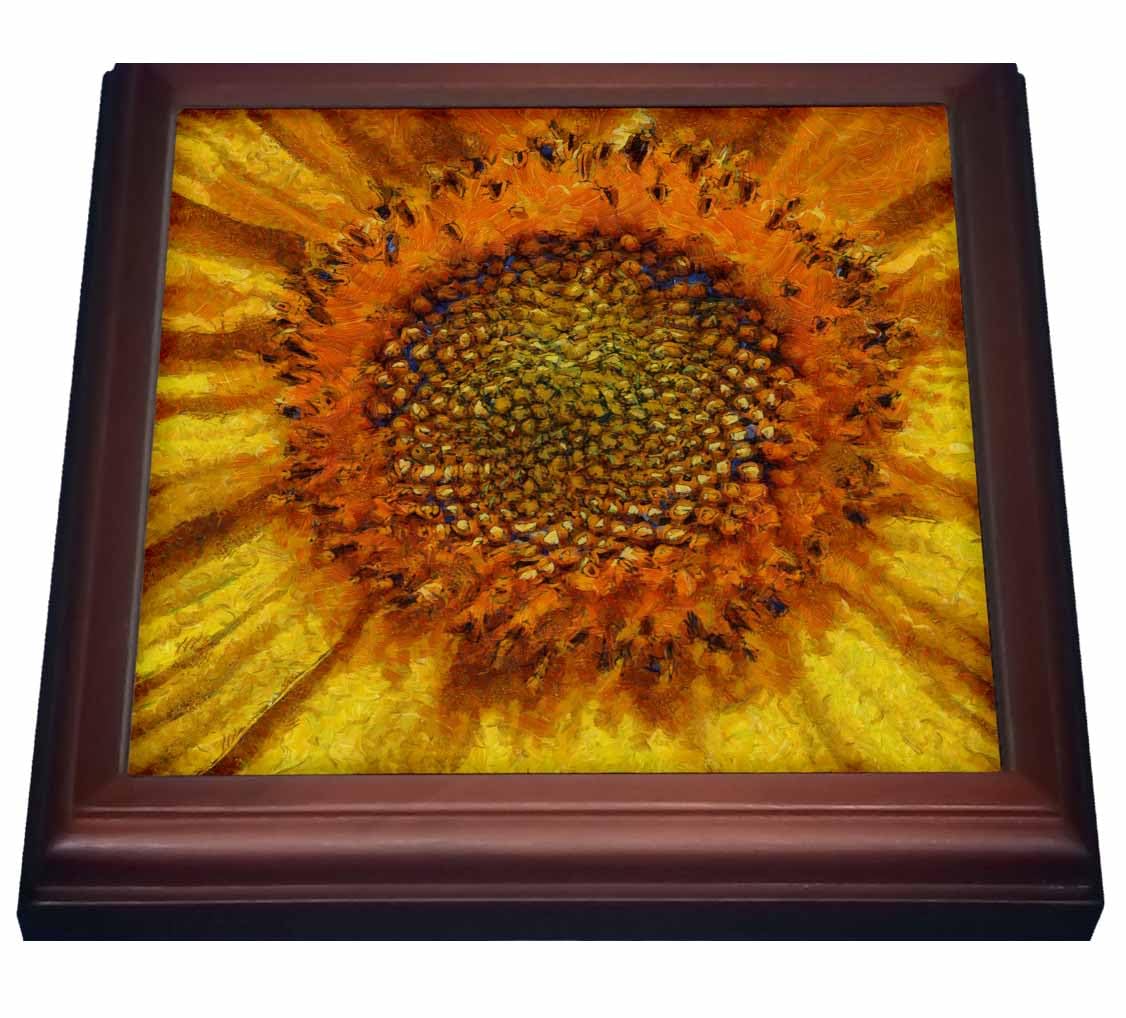 3D Rose Van Gogh Style Sunflower and Seeds Trivet with Tile - 8