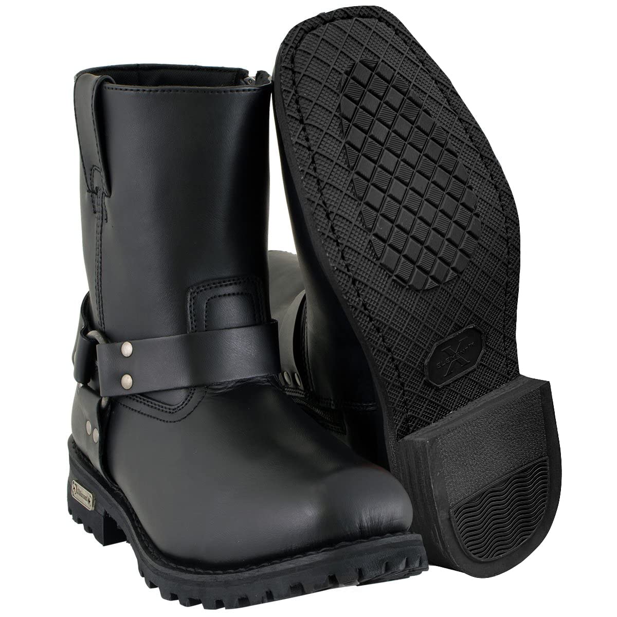 Xelement 1502 Men's Black Zipper Harness Motorcycle Boots - Durable Riding Footwear for Cruiser & Biker Lifestyle