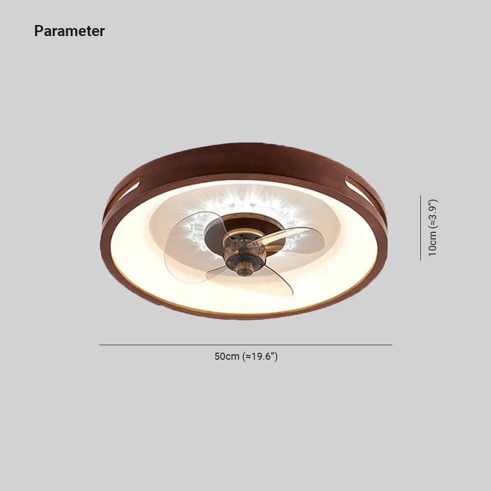 Modern Round Border Wooden Ceiling Fan with LED Light - Energy Efficient Indoor Cooling for Living Room, Bedroom & Office