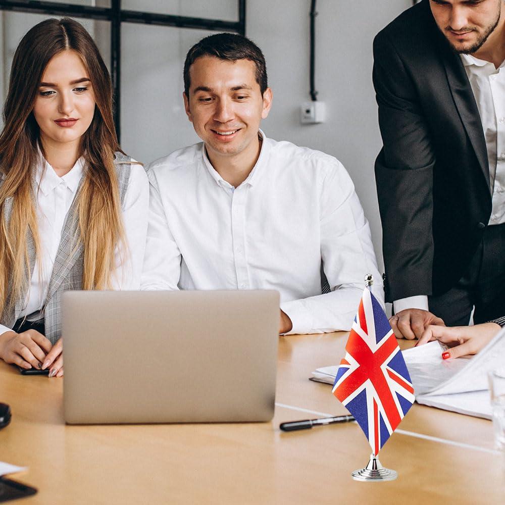 Union Jack UK Flag - Small Mini United Kingdom Desk Table Flags for Home, Office & Party Decorations | British Theme Decor & Celebrations