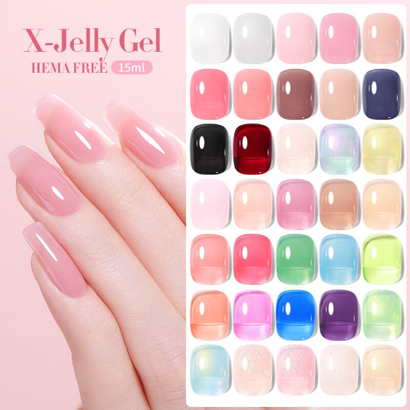 Hema-Free Jelly Gel Nail Polish - 15ml Long Lasting Soak Off UV LED Nail Art Polish for Manicure & Pedicure - Perfect for Nail Salons, Home Use & Gift Giving