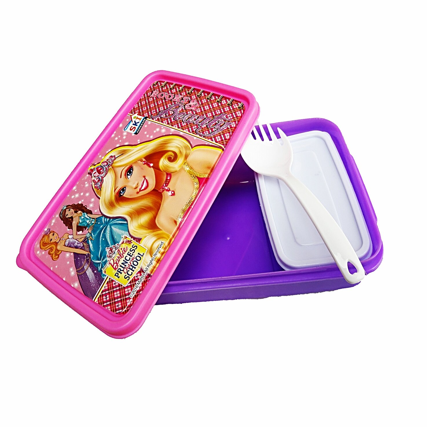 Barbie Printed Lunch Box with Double-Sided Pencil Box - Pink Plastic Ski Venus Combo Gift Set for Kids | School Supplies, Birthday Gifts, Back to School Essentials
