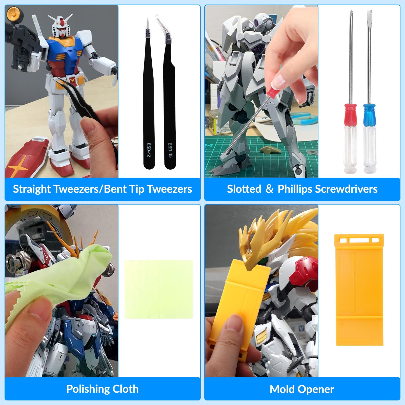 82 Pcs Professional Gundam Model Tool Kit - Plastic Model Building Tools for Adults, Hobby Craft Set for Repairing & Fixing | Perfect for Gundam Kits, Model Cars & DIY Projects