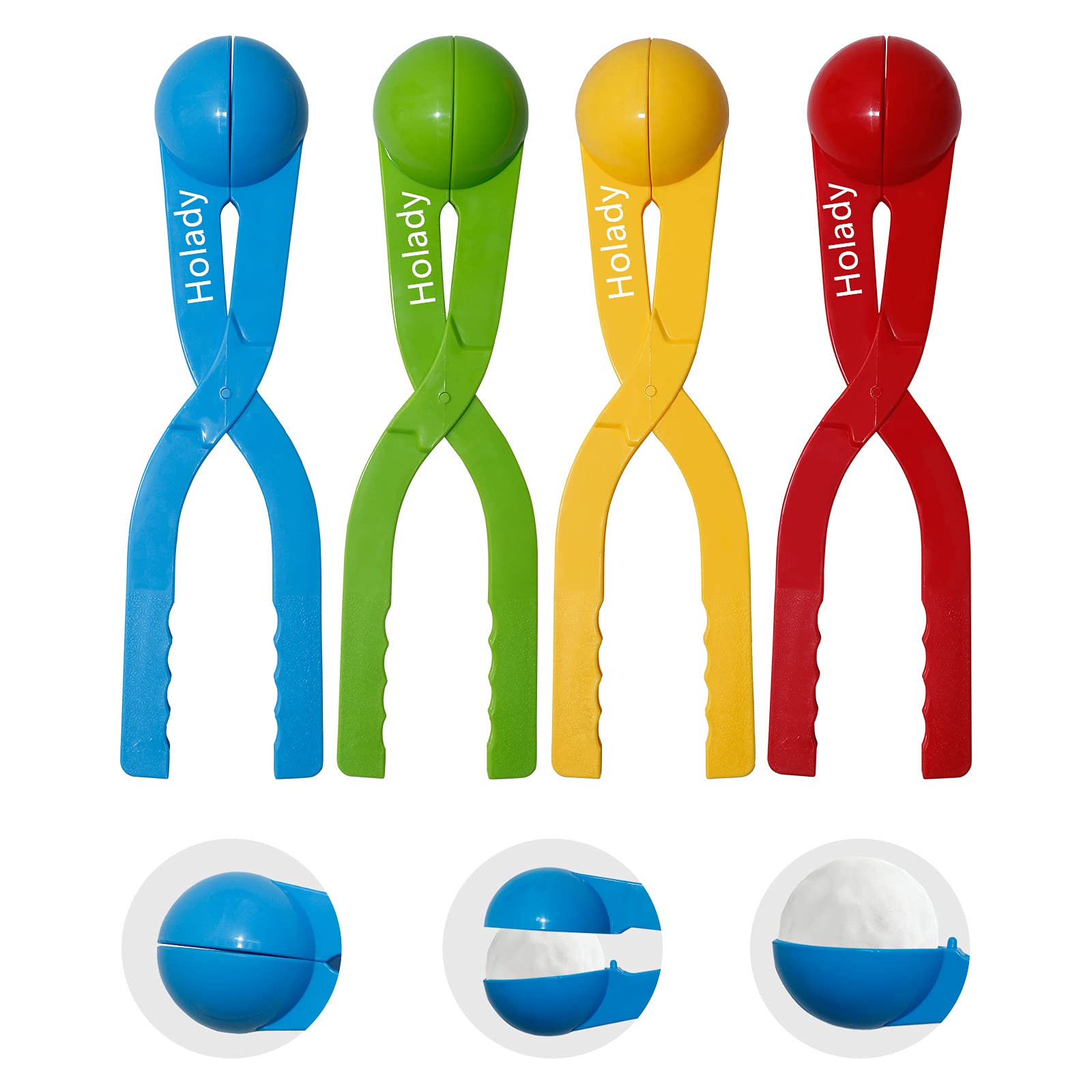 Holady Snowball Maker Clip - 4PCS Snowball Maker Tool with Handle for Kids Winter Outdoor Play | Perfect for Snowball Fights, Snow Games & Family Winter Activities