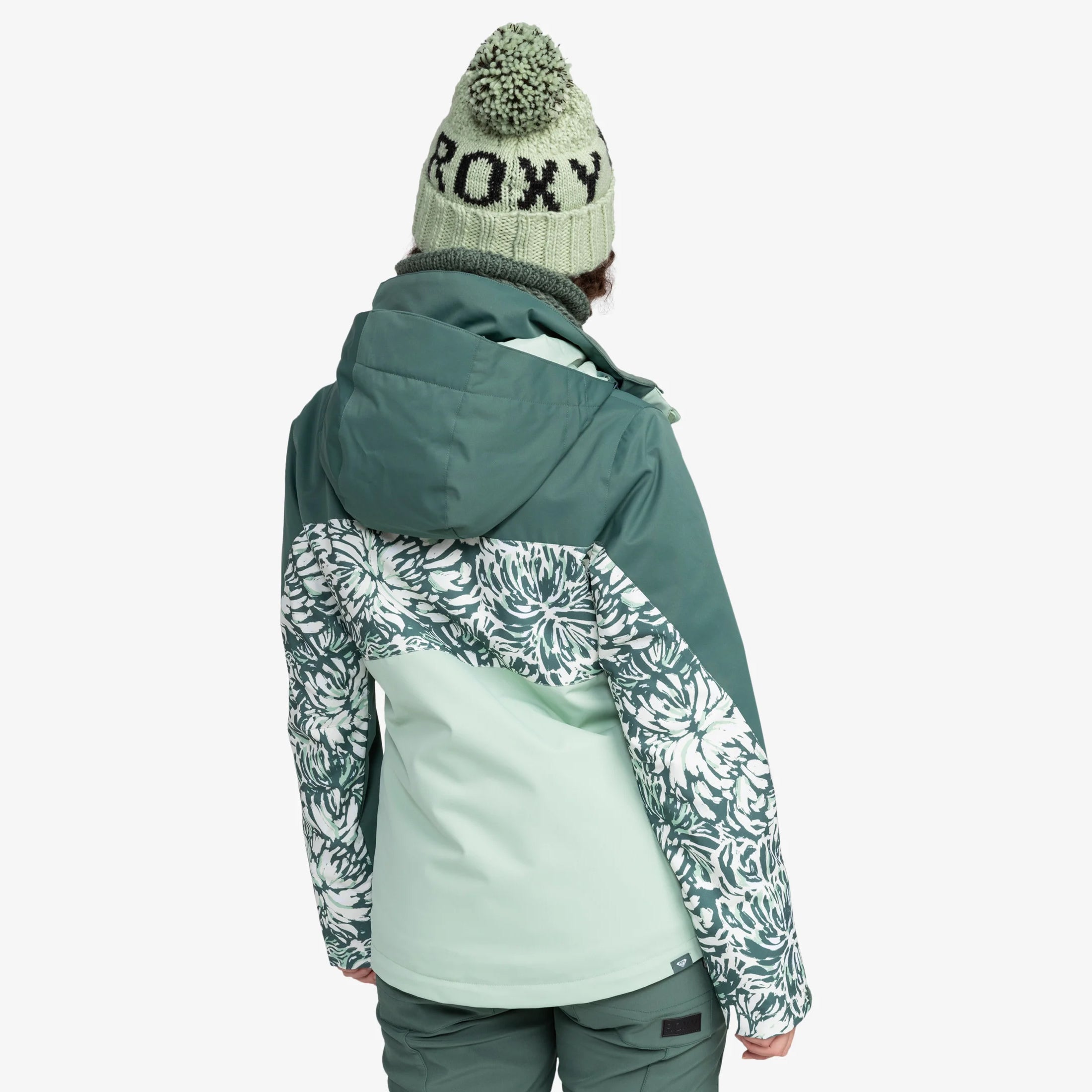 Roxy Jetty Block Verde Print Snow Jacket for Women - Waterproof Winter Coat for Skiing, Snowboarding & Outdoor Adventures