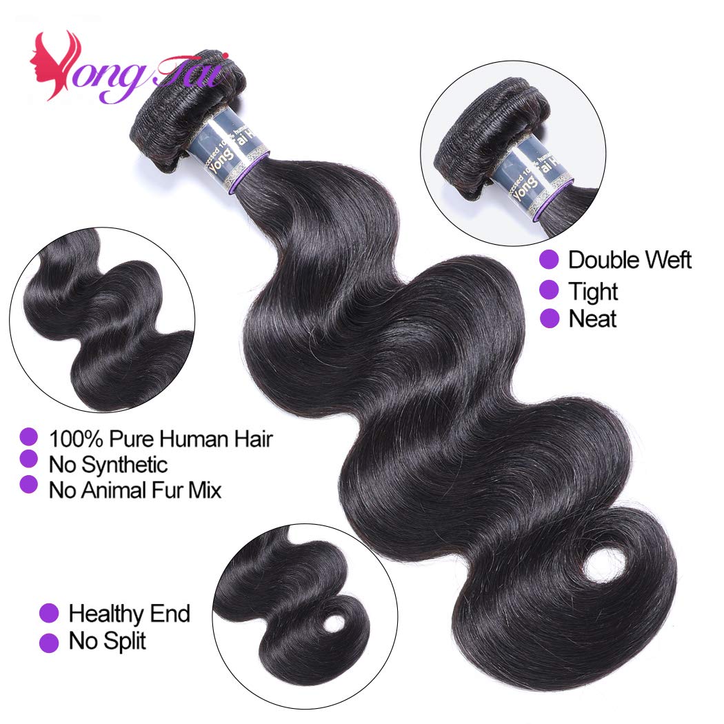 4 Bundles Brazilian Body Wave Human Hair Extensions 14 16 18 20 Inches - 9A Virgin Unprocessed 100% Human Hair Weave Bundles (1B Natural Black) for Styling, Volume & Length - Perfect for Daily Wear, Parties & Special Occasions