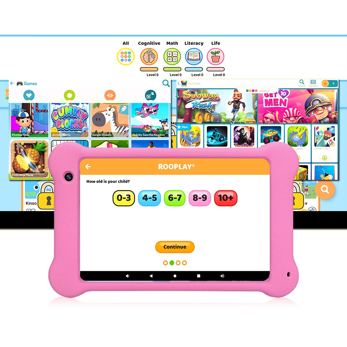 7 Inch Kids Tablet with WiFi & Android 11 - Full HD 1920x1200 IPS Screen, 2GB RAM 32GB Storage - Preloaded with Kidoz Educational Games & Apps (Pink) - Perfect for Learning, Entertainment & Travel