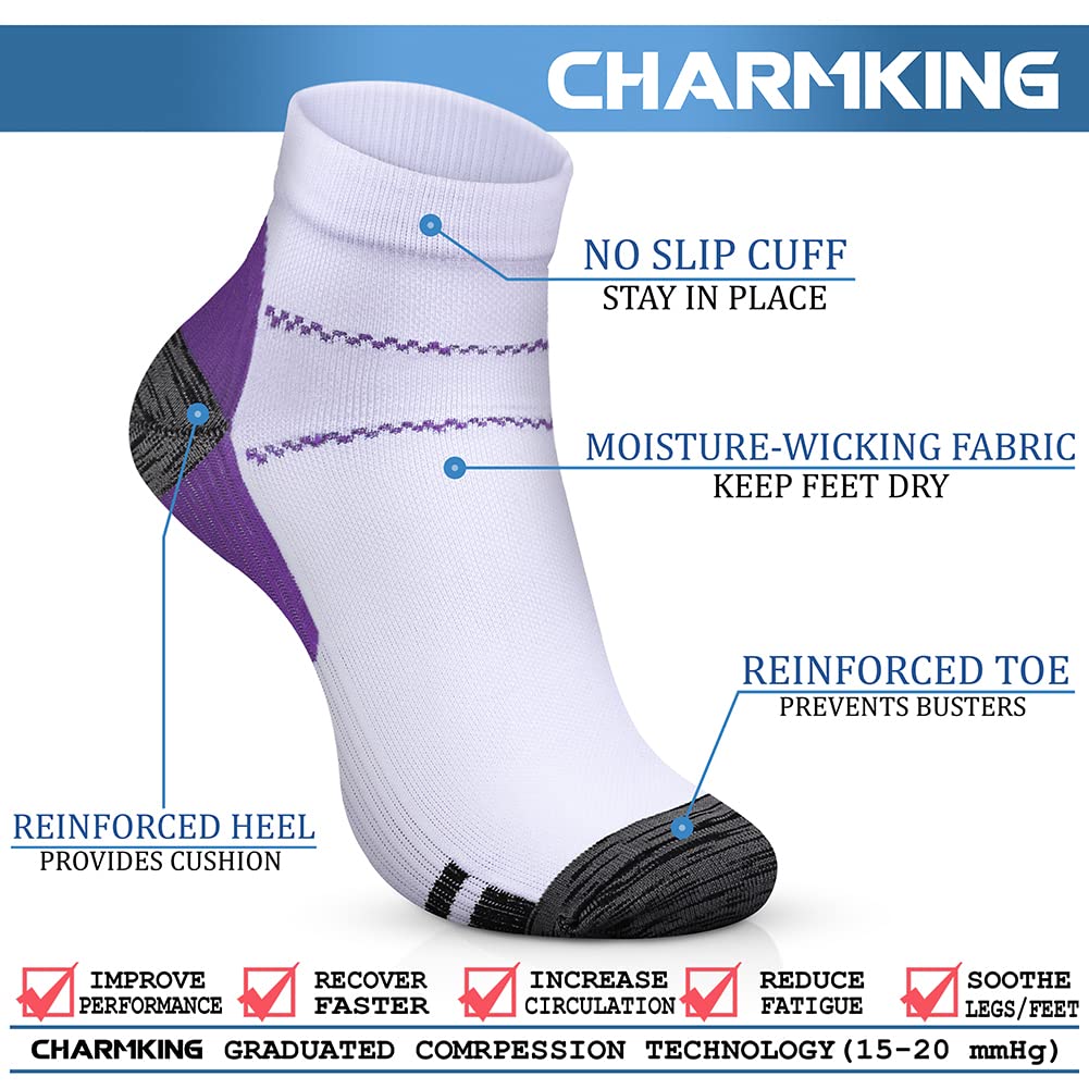 CHARMKING 15-20 mmHg Compression Socks for Women & Men - Best for Running, Cycling, Nursing & Daily Wear - Improve Circulation & Reduce Fatigue (Perfect for Athletes, Travel & Long Work Shifts)