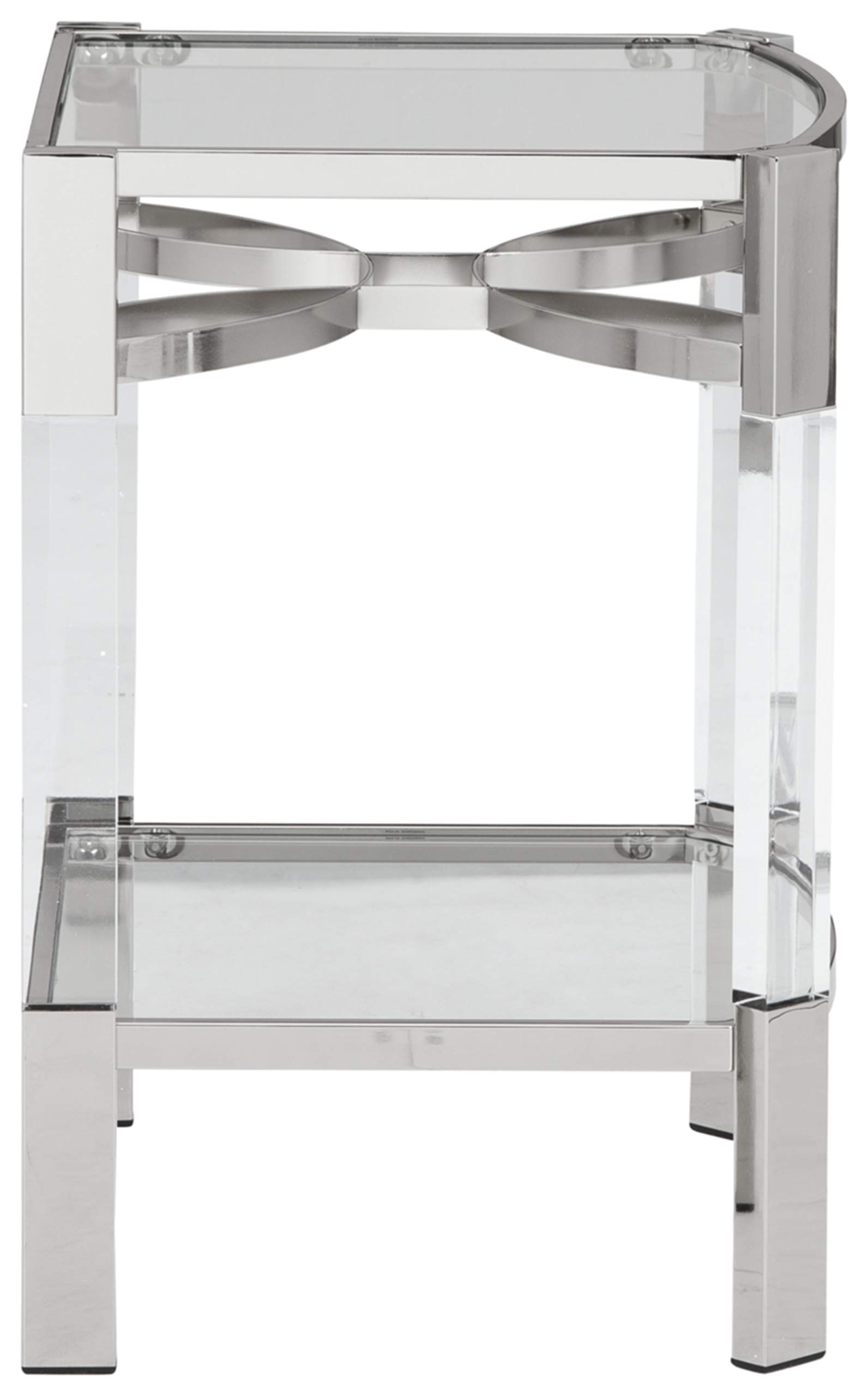 Signature Design by Ashley Chaseton Modern Glam Accent End Table - Silver Finish Nightstand for Bedroom, Living Room & Office - Stylish Side Table with Metal Frame & Glass Top