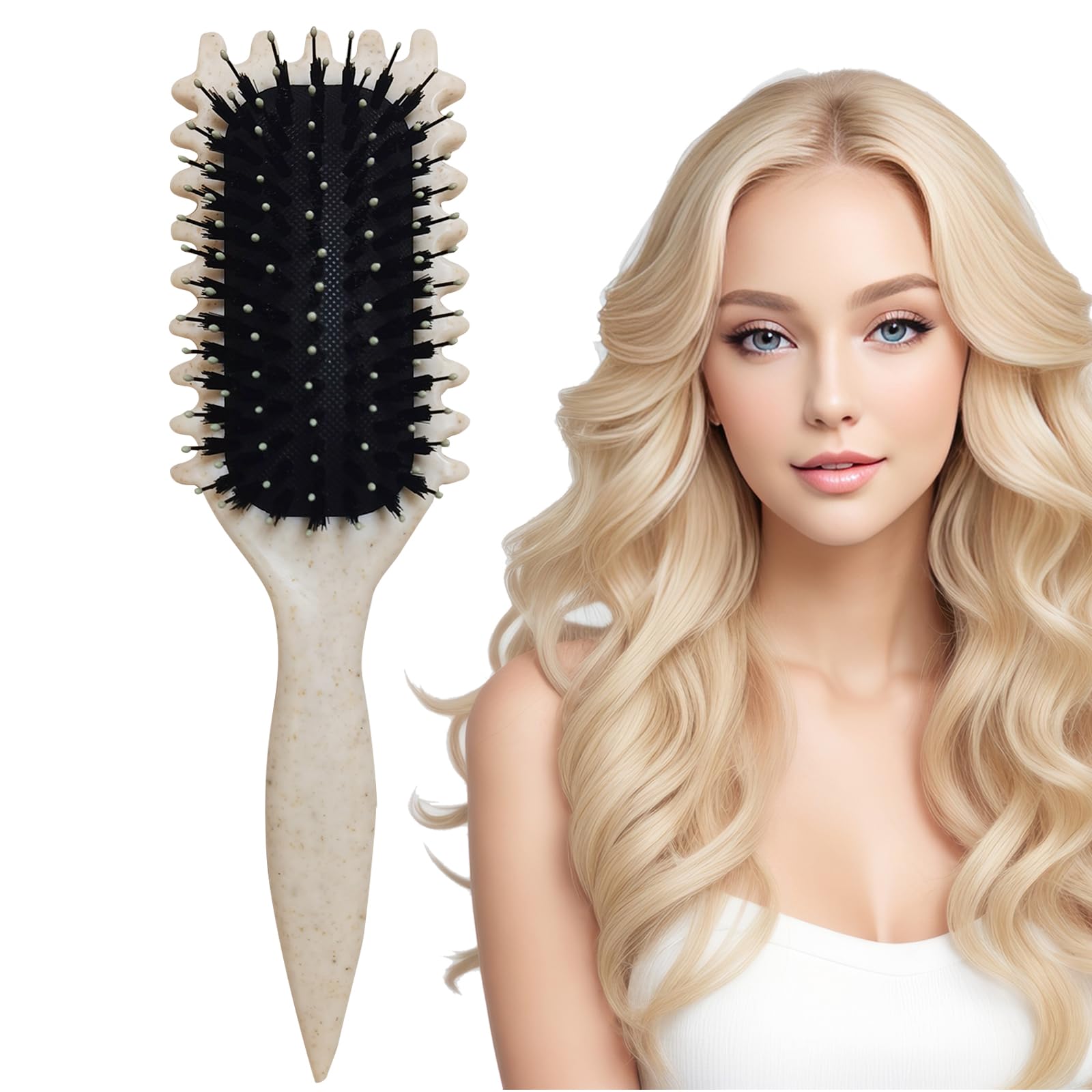 Curl Defining Hair Styling Brush for Women - Professional Curling Wand & Styler for Perfect Beach Waves & Natural Curls - Ideal for Home Use, Travel & Salon Styling