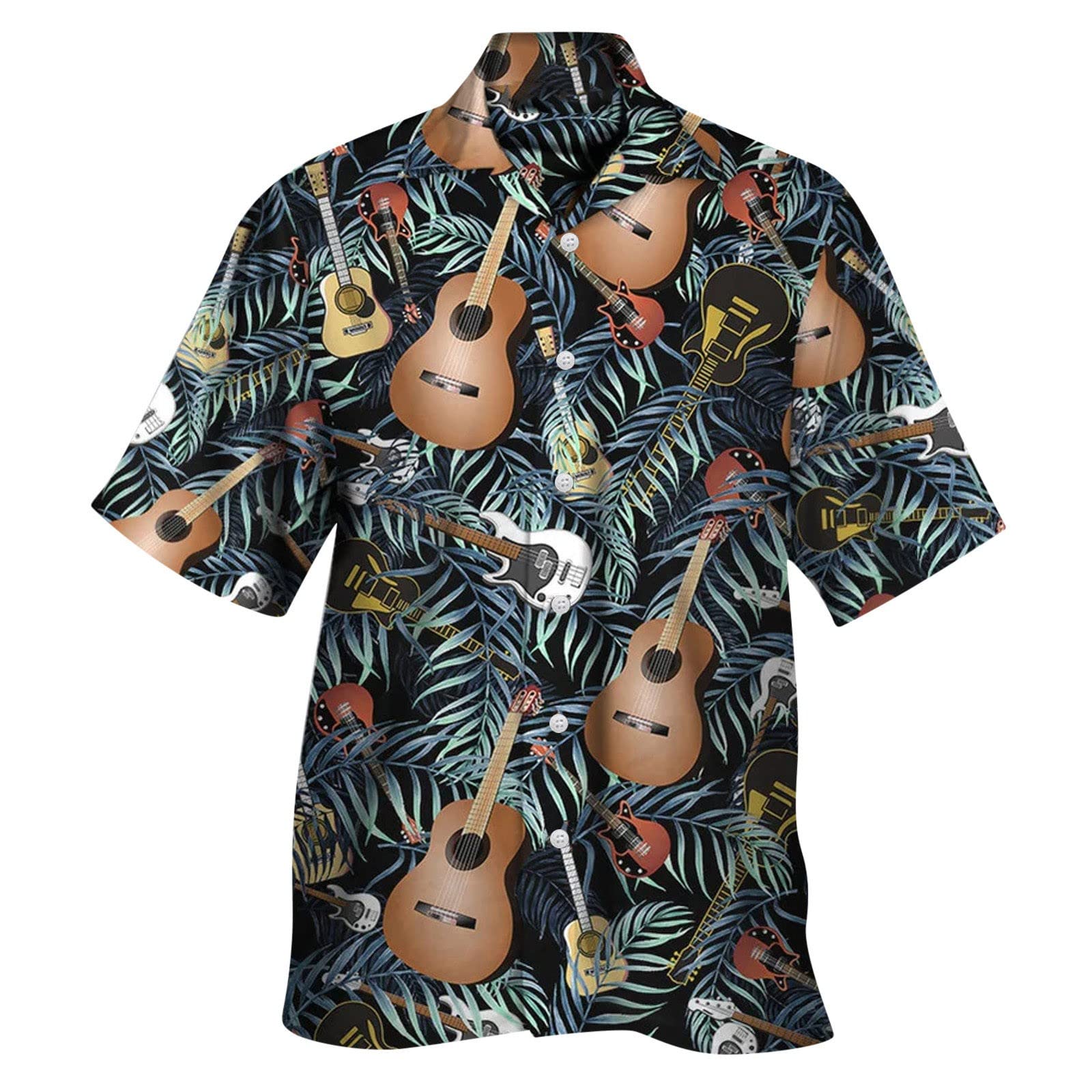 Men's Big & Tall Short Sleeve Linen Button Down Shirt - Breathable Cotton Summer Casual Shirt with Floral Print, Loose Fit for Beach Vacation & Outdoor Activities