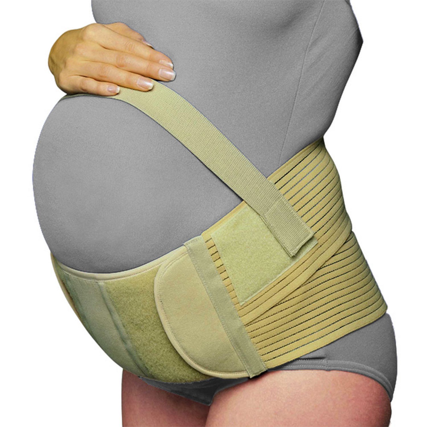 OTC Maternity Support Belt - Elastic Abdominal Uplift Panel & Lower Back Cradle - Beige Large Size - Perfect for Pregnancy Comfort & Postpartum Recovery