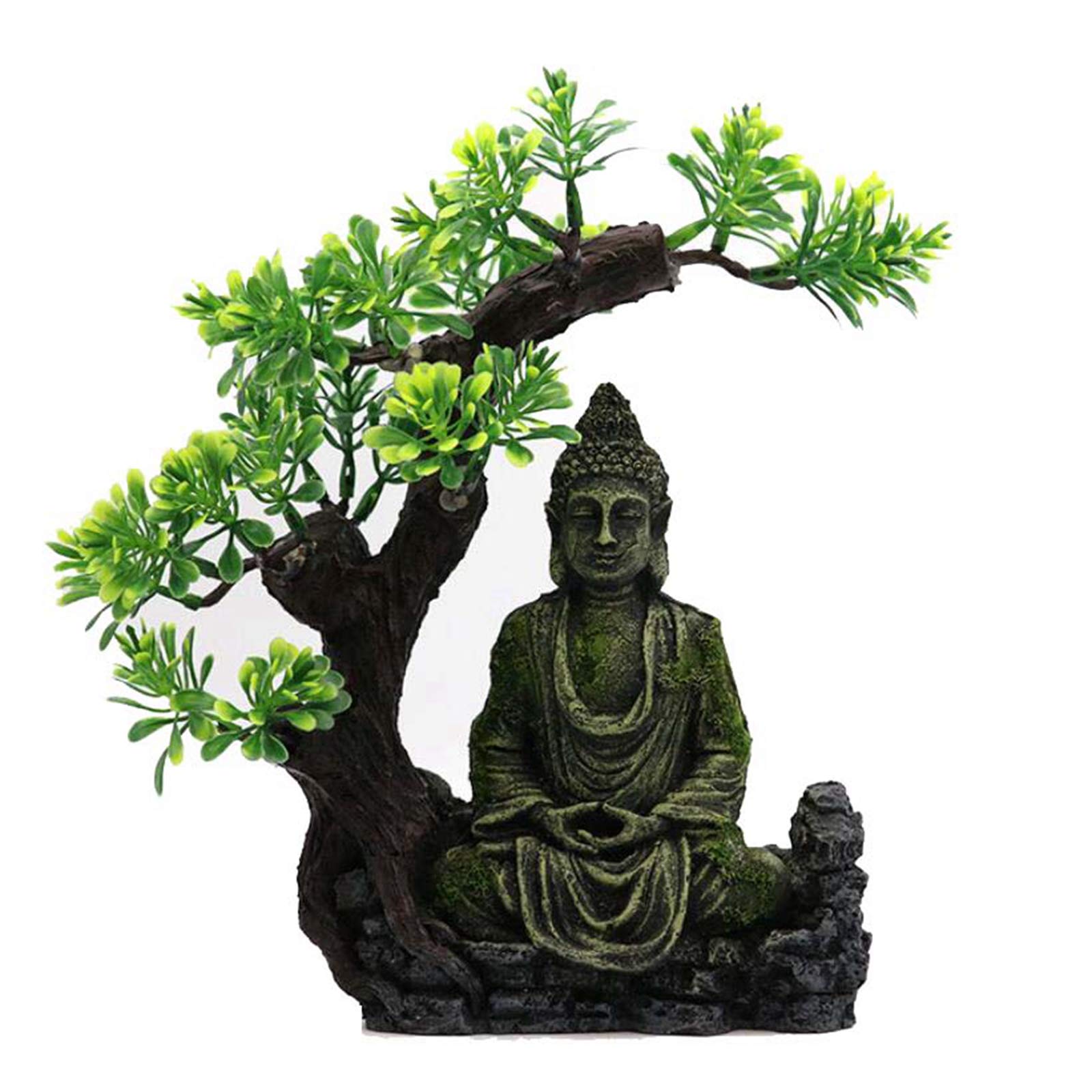 Zen Buddha Aquarium Decor - Resin Rockery Statue for Fish Tank Feng Shui