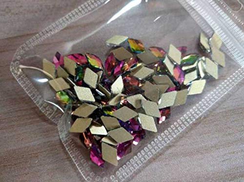 100pcs Red Flame Rhombus Rhinestone Nail Art Decorations - AB Crystal Glass Flatback Gems for DIY Nail Design, Costume Jewelry & Crafting (Non Hotfix Strass)