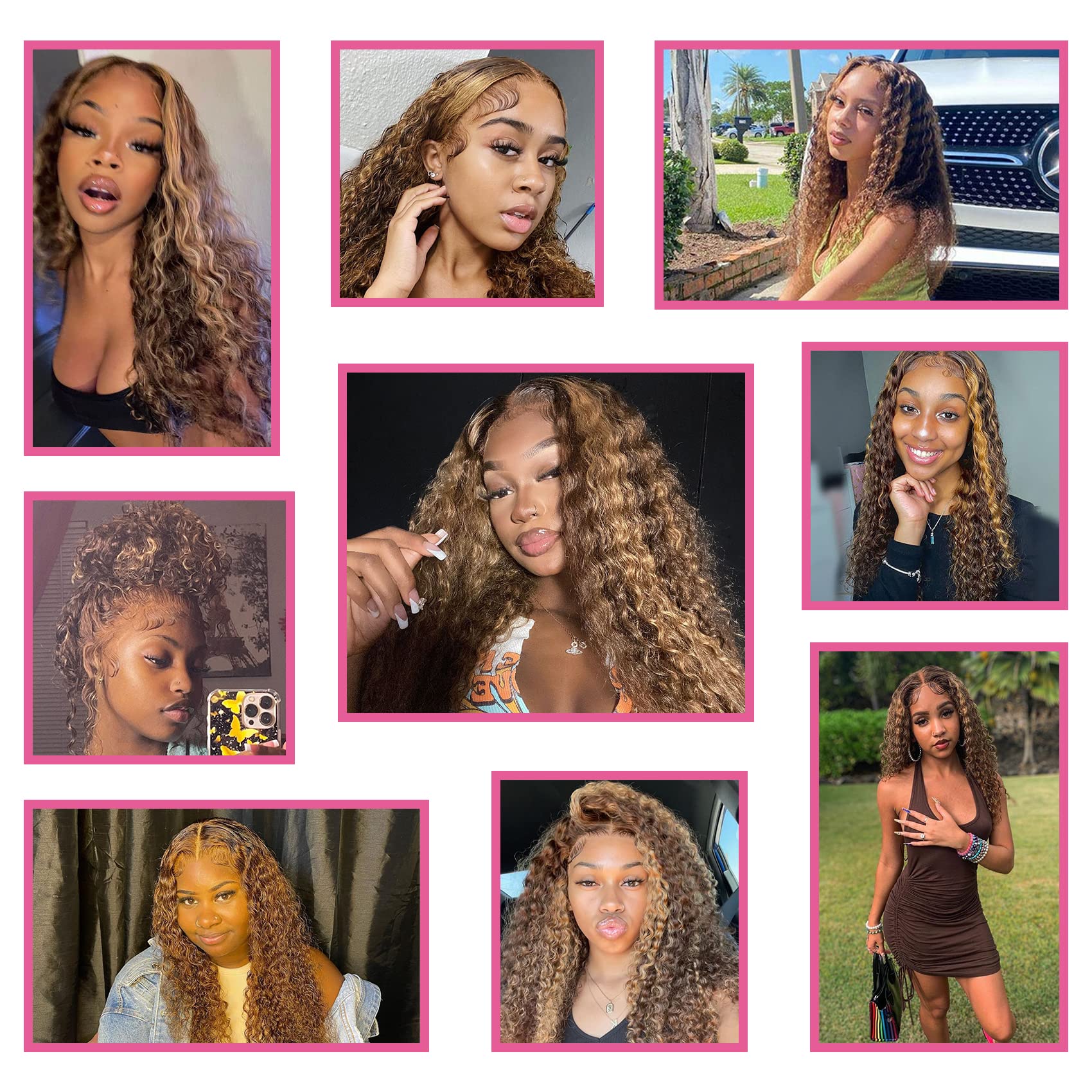 26 Inch Honey Blonde Ombre Highlight Lace Front Wig - 180% Density Human Hair with 13x4 Transparent Lace - Water Wave Style for Women | Perfect for Daily Wear, Cosplay, Parties & Special Occasions
