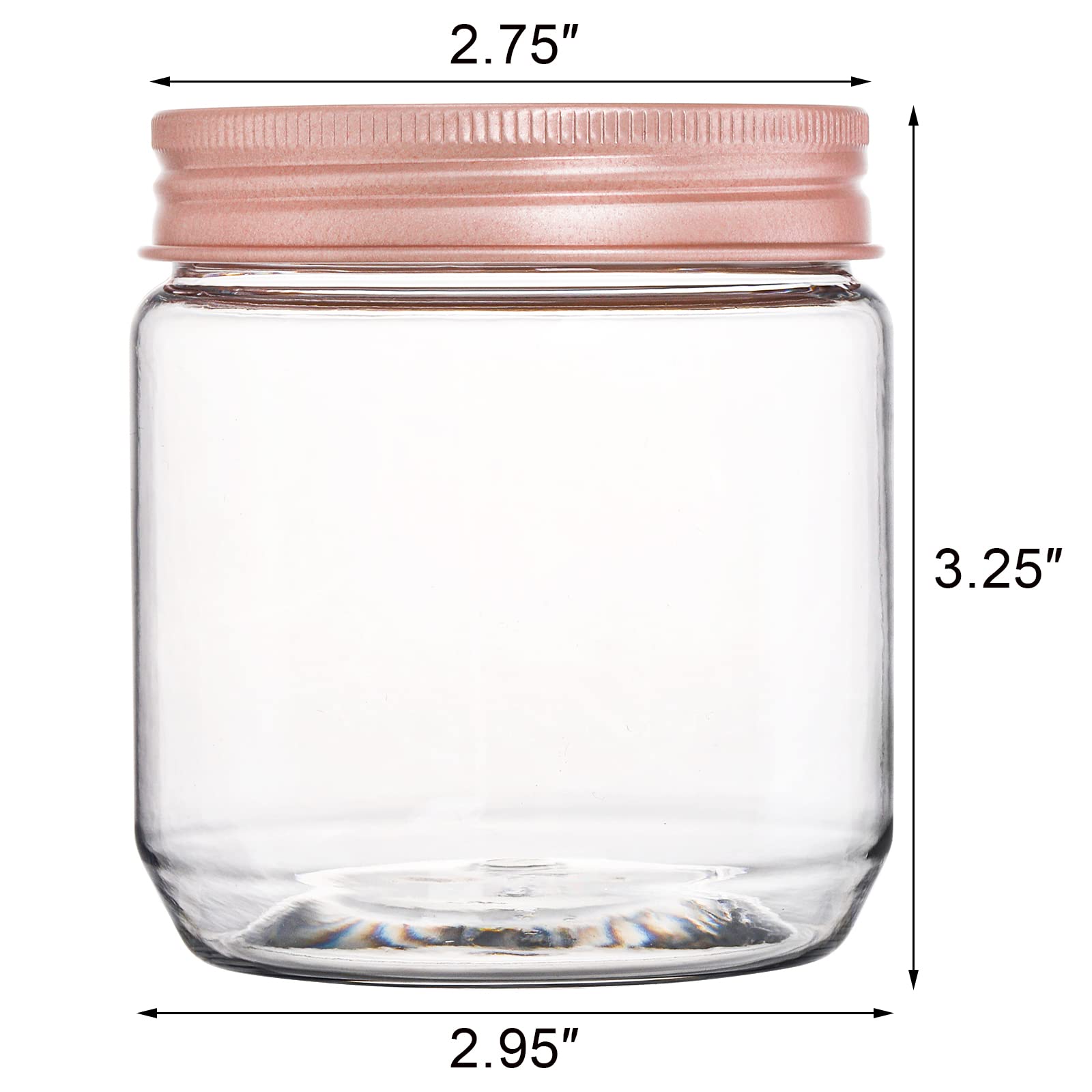 Fasmov 25 Pack 8oz Clear Plastic Jars with Rose Gold Lids - BPA Free Empty Round Containers for Slime, Crafts, Kitchen & Bathroom Storage | Perfect for DIY, Organizing Spices, Beauty Products & Home Decor