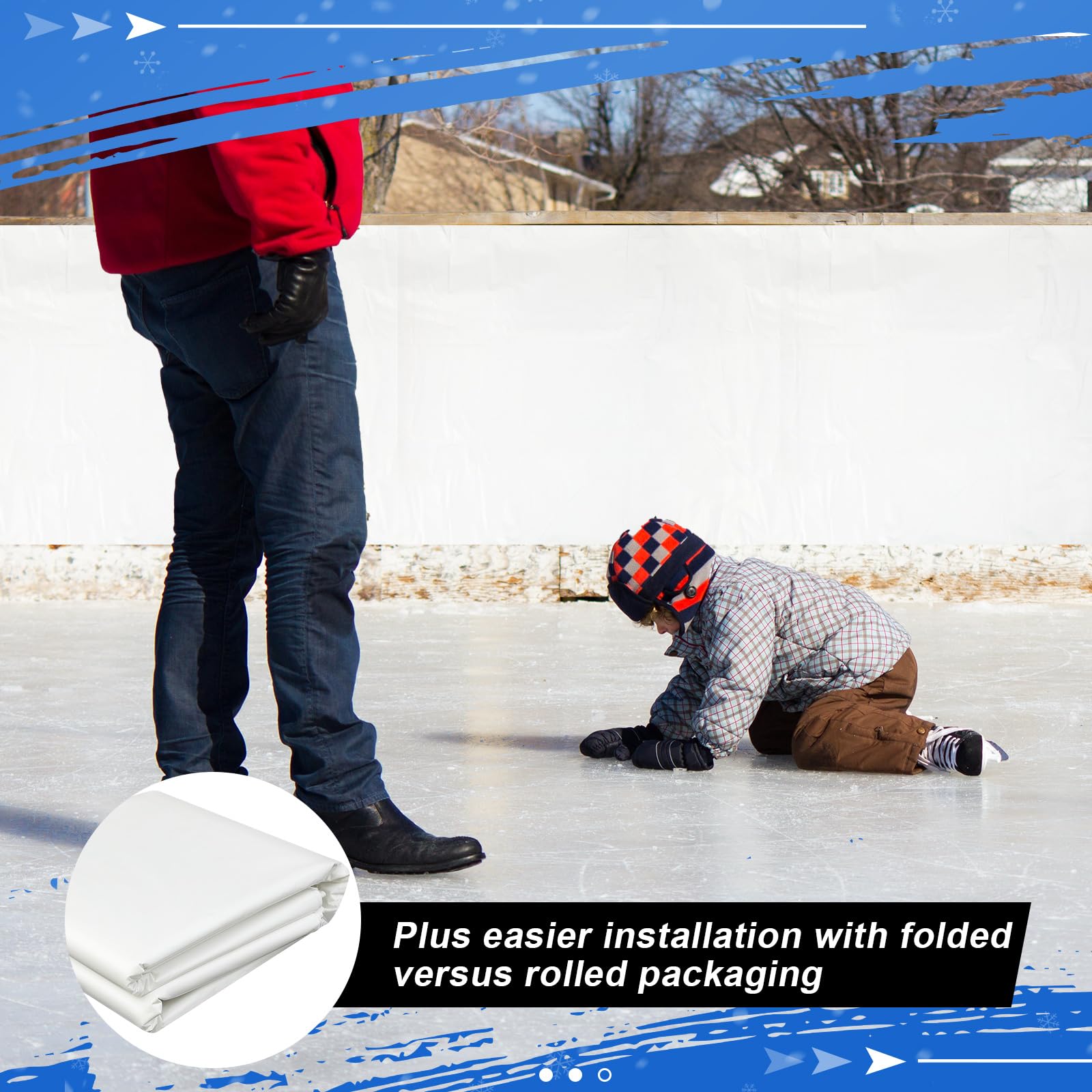 6 Mil White Ice Rink Liner for Backyard - DIY Replacement Skating Rink Tarp | Perfect for Home Hockey Practice, Ice Skating Training & Winter Outdoor Activities