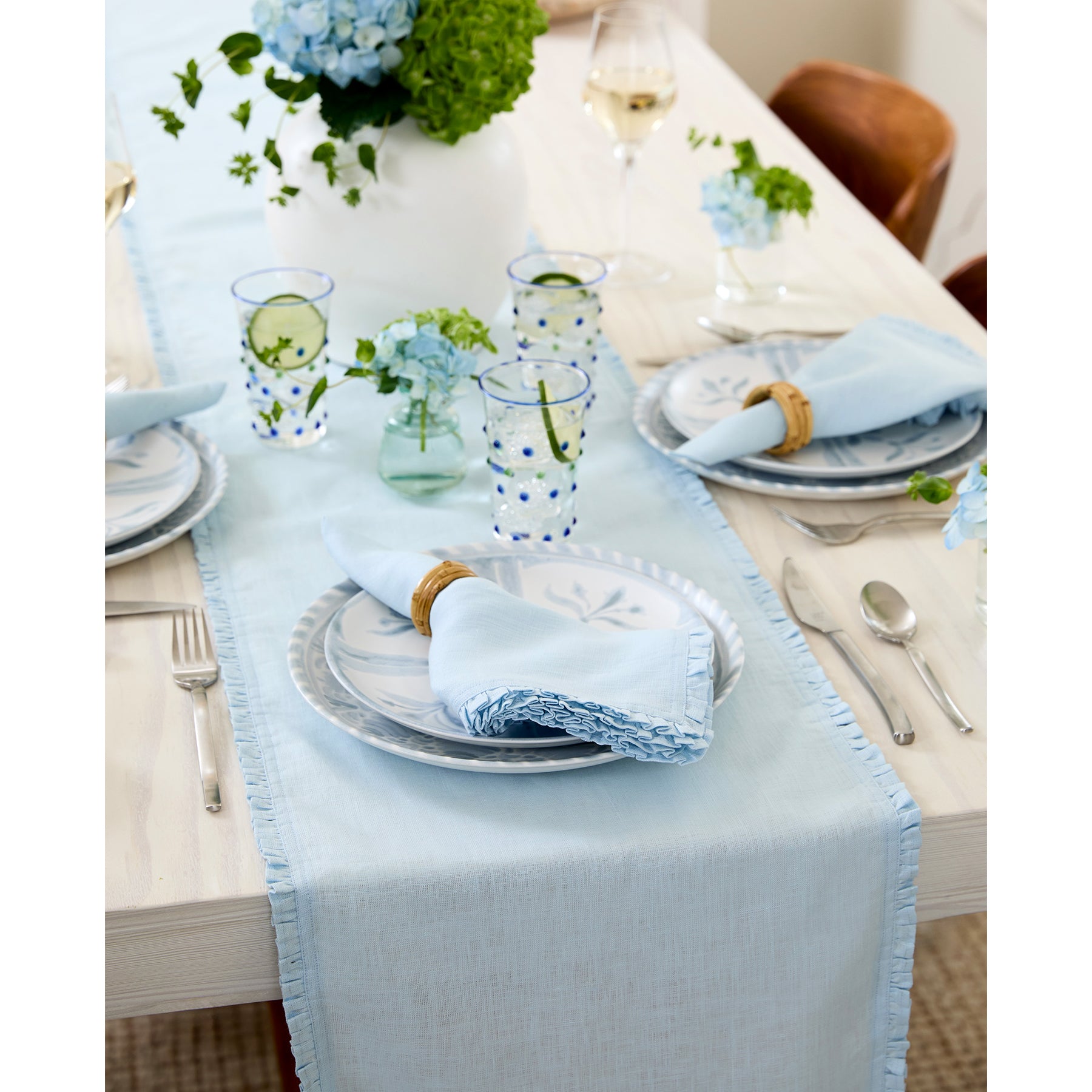 Juliette Ruffle Table Runner - Elegant Lace Trim Dining Table Decor for Weddings, Parties & Home Decor