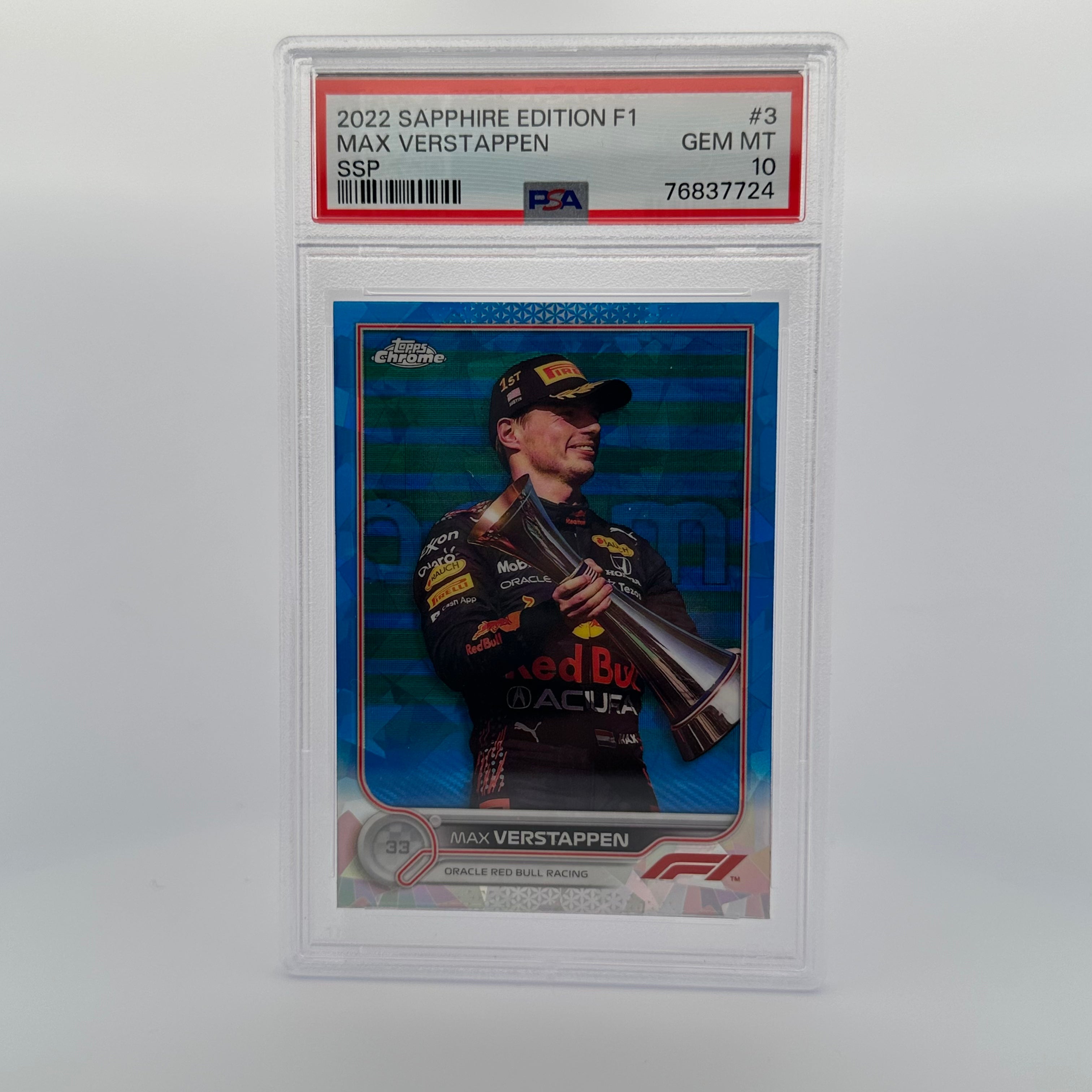 PSA 10 MAX VERSTAPPEN #3 SAPPHIRE EDITION SSP Trading Card - 2021 F1 World Champion Collectible for Sports Memorabilia Fans & Card Investors (Perfect for Display, Trading, or Investment Portfolio)
