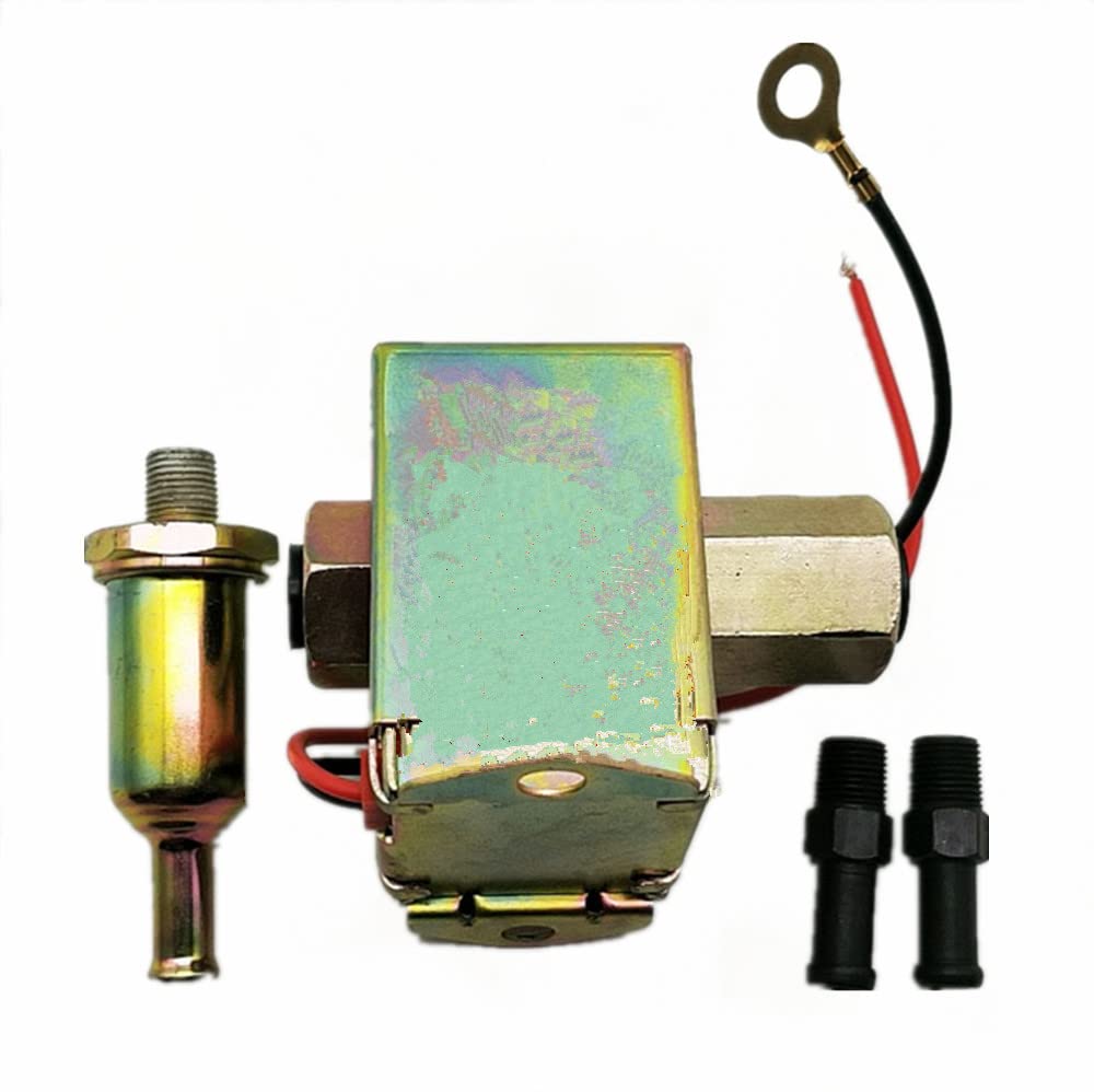 FACET 40104 40106 40107 Solid State Cube Fuel Pump 2.0-4.0 PSI with 8mm Union & Fuel Filter - Universal Replacement for Small Engines, Marine, Motorcycle & Automotive Use